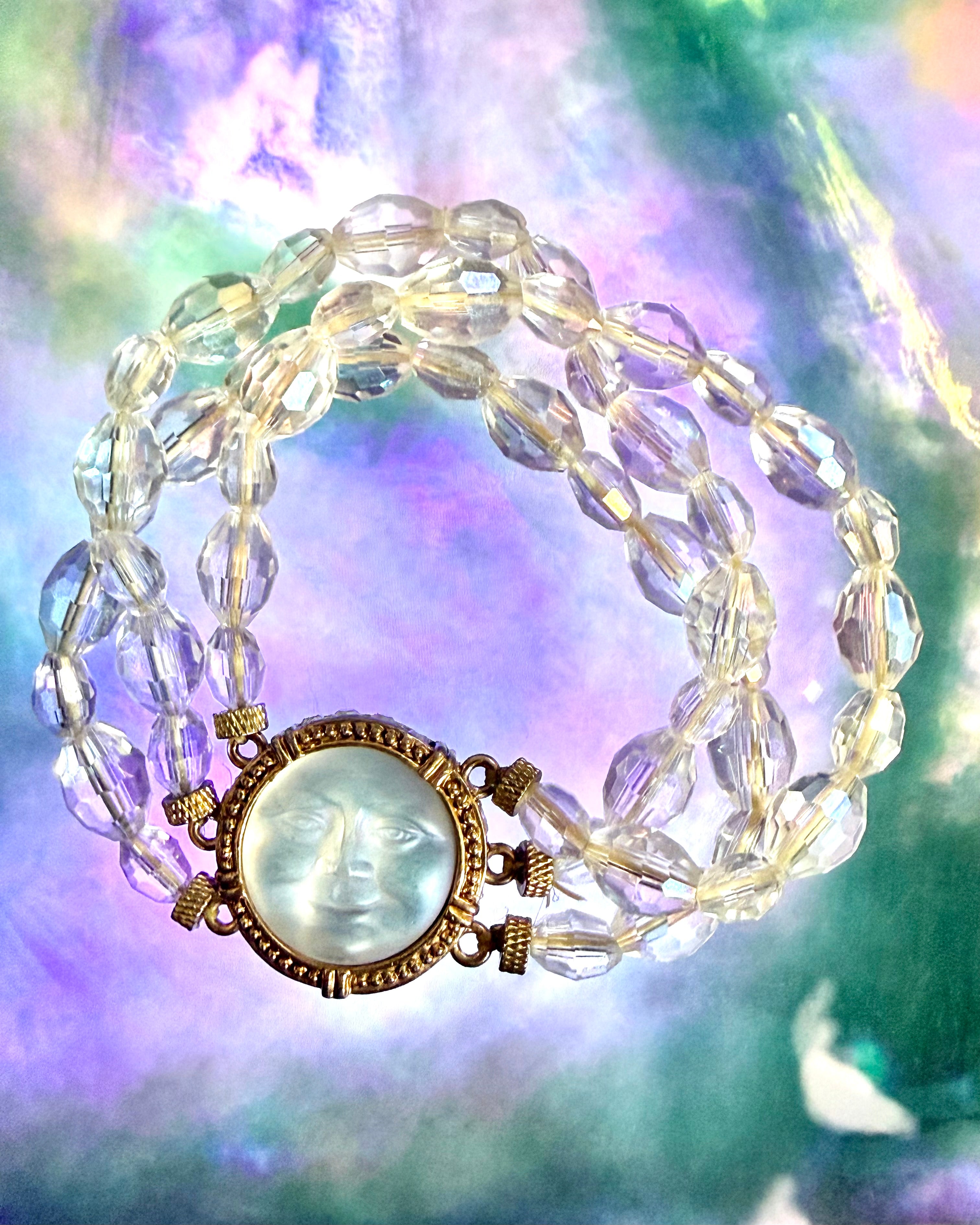Vintage Kirks Folly Seaview Moon Crystal Beaded Bracelet