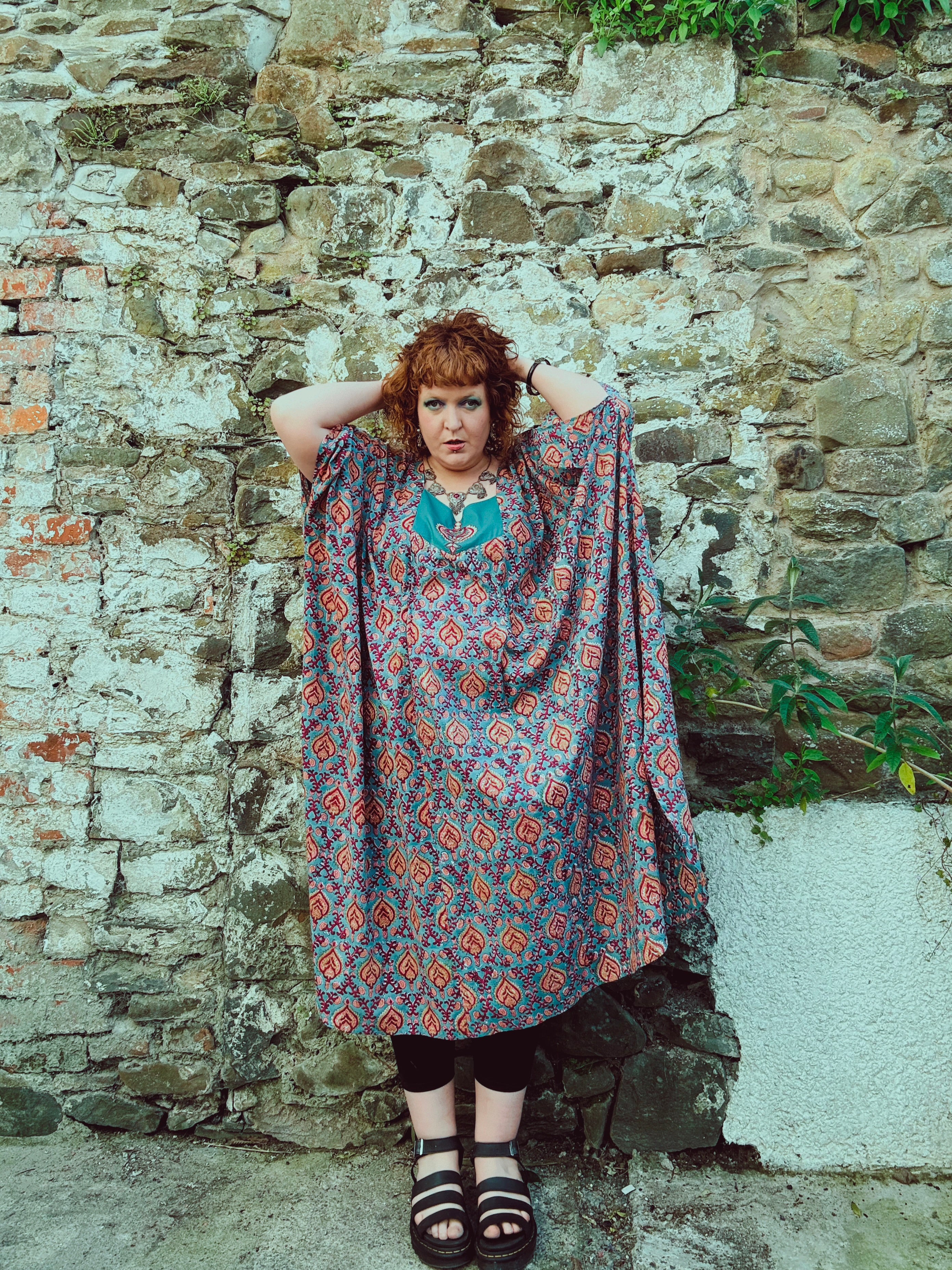 Heart Crafter Block Print & Embroidered Kaftan