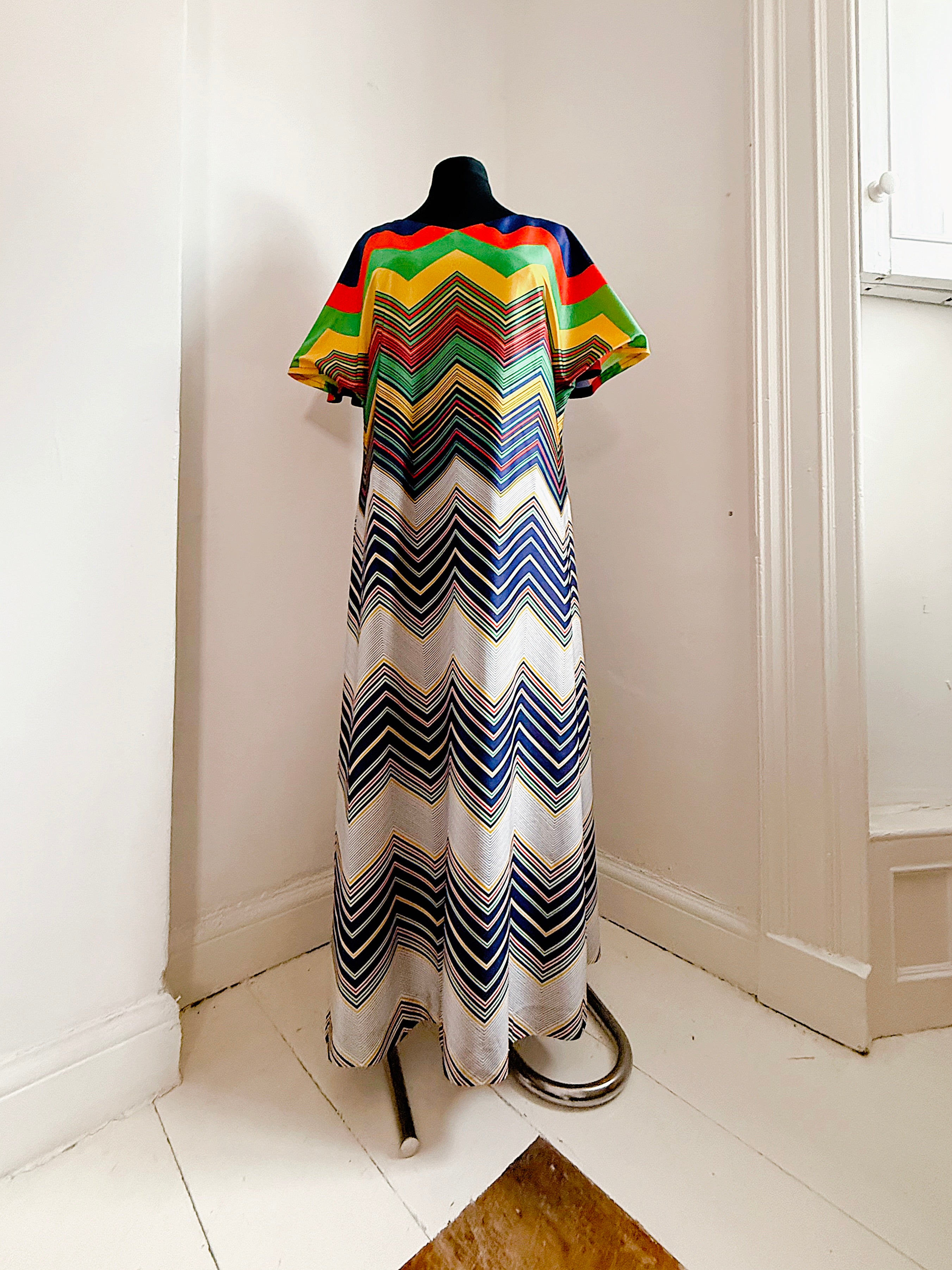 Vintage Colourful Chevron Dress