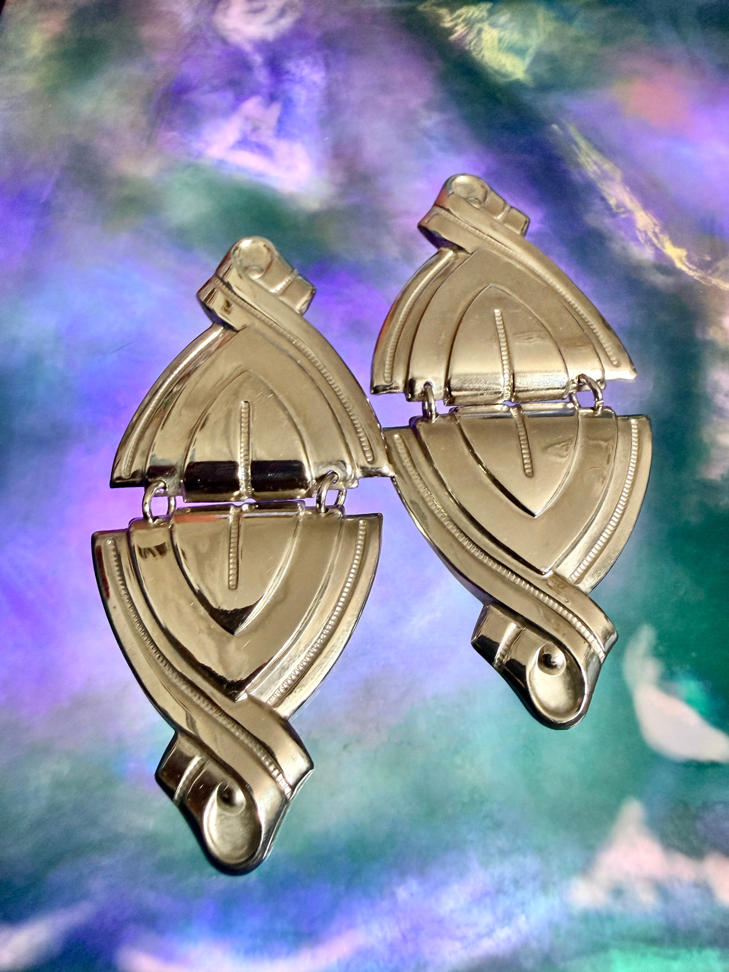 1980s large statement deco earrings