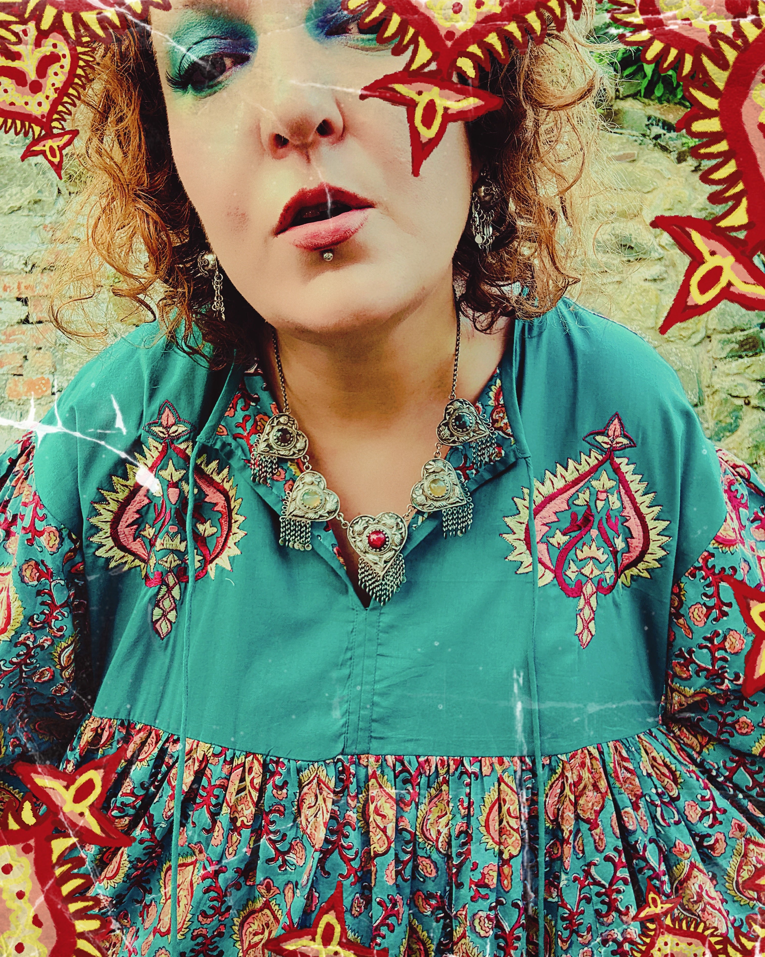 Heart Crafter Block Print & Embroidered Smock Dress