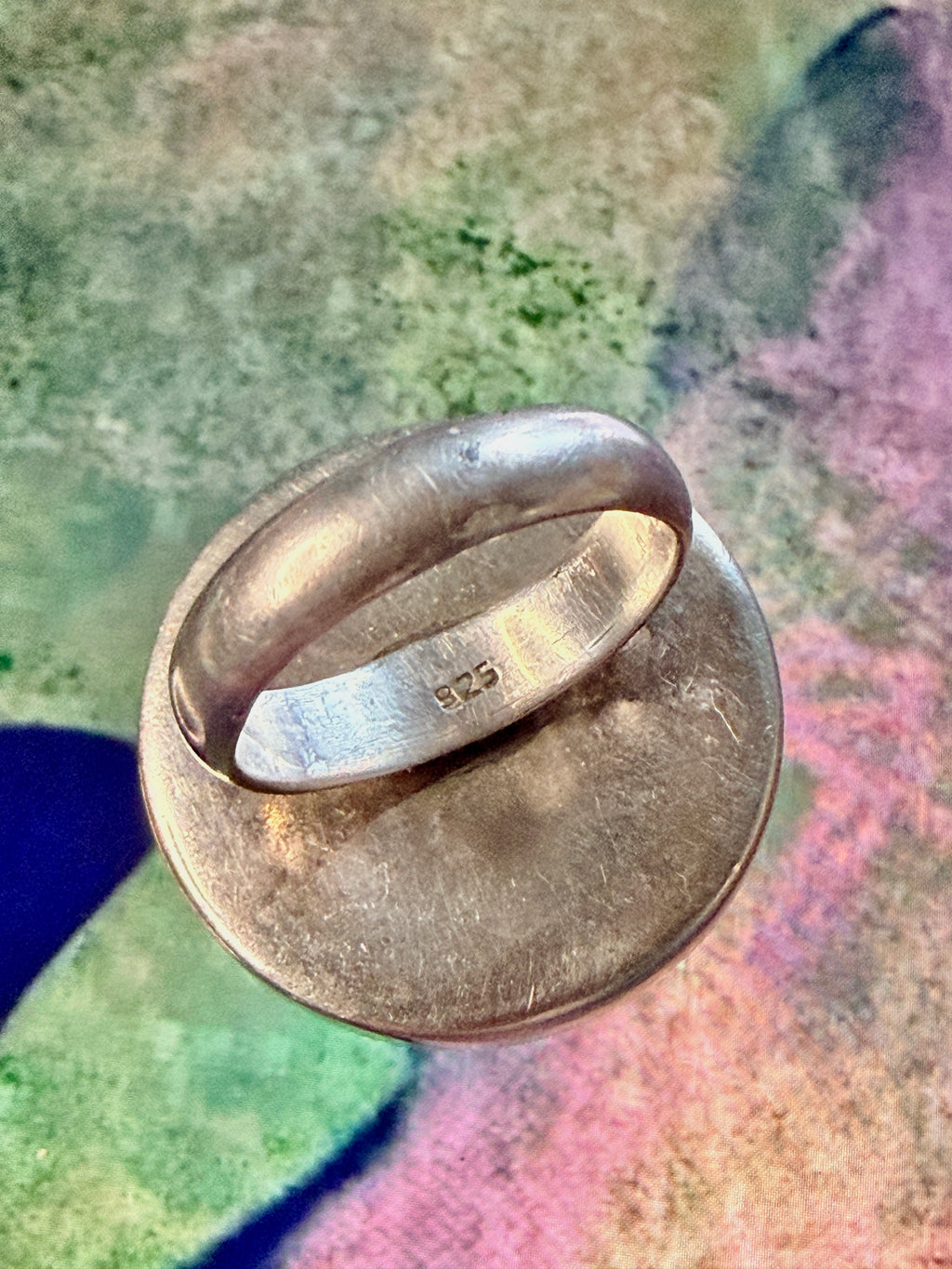 Vintage Sterling Silver & Exotic Leopardwood Statement Ring -Uk Size K (7.92g)