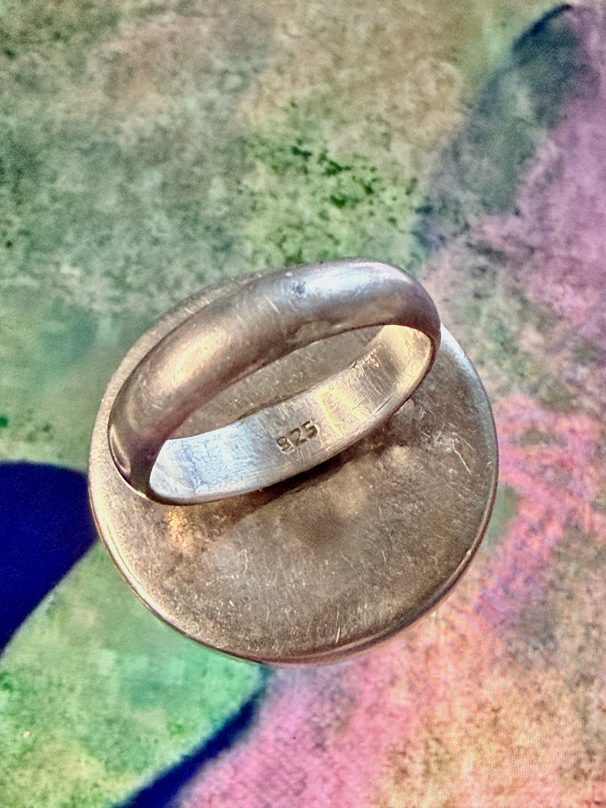 Vintage Sterling Silver & Exotic Leopardwood Statement Ring -Uk Size K (7.92g)