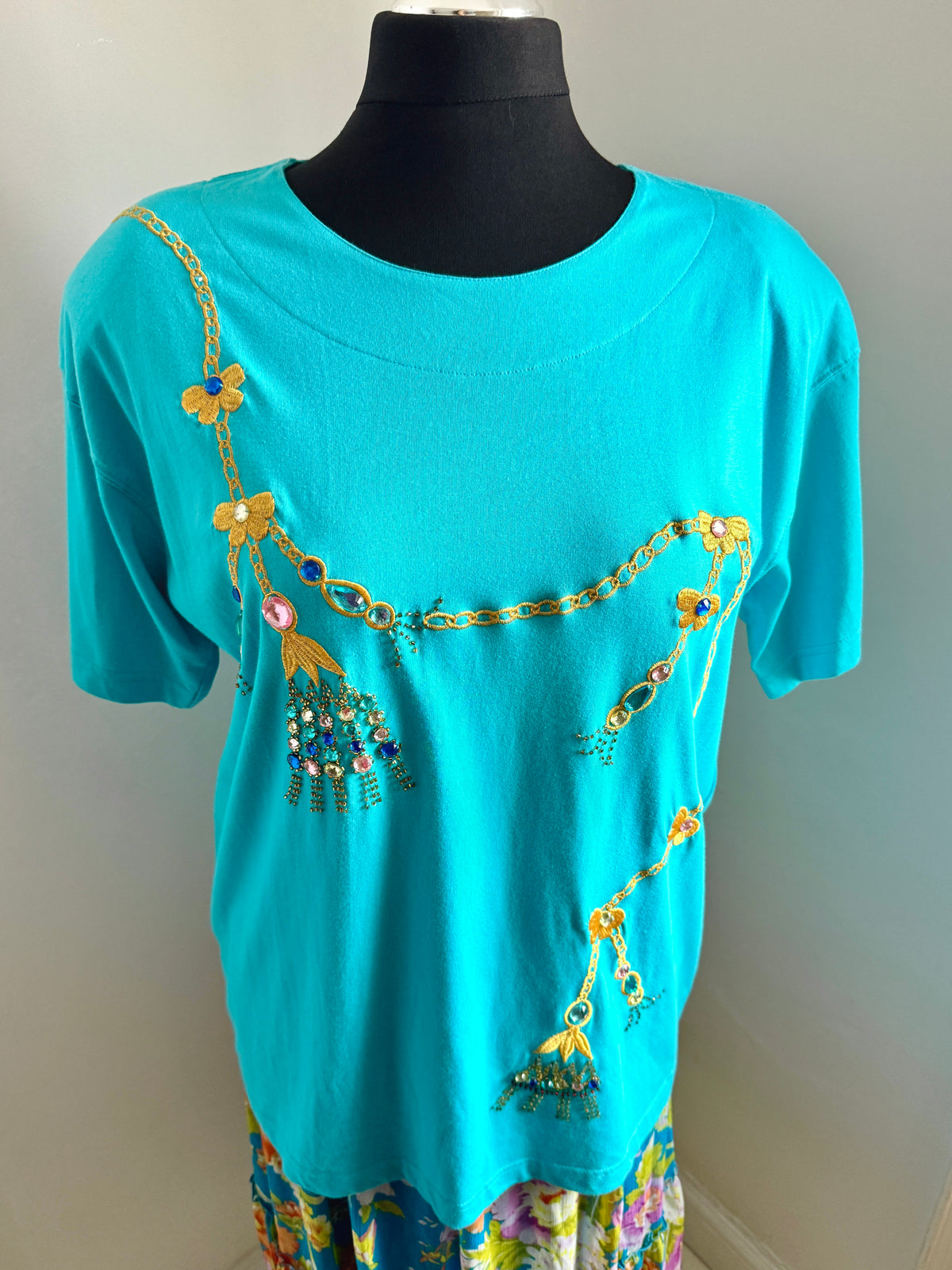80s Embellished Bling Tshirt with Tags
