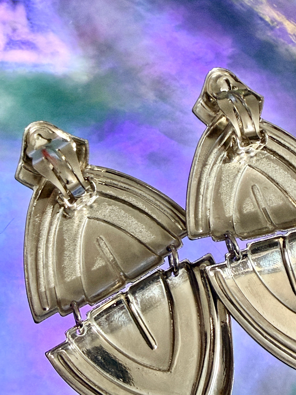 1980s large statement deco earrings