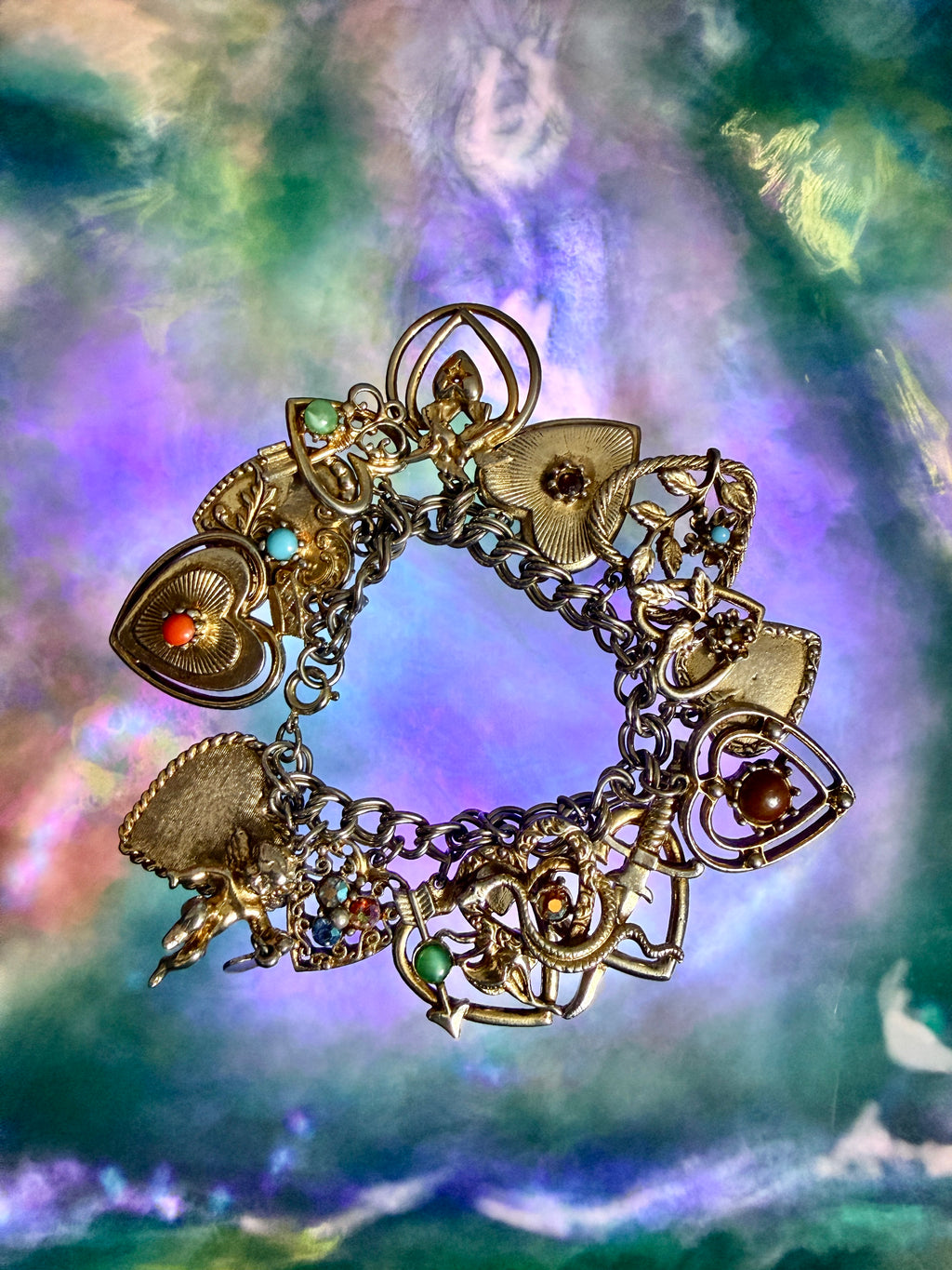 Vintage mid-century sweetheart charm bracelet