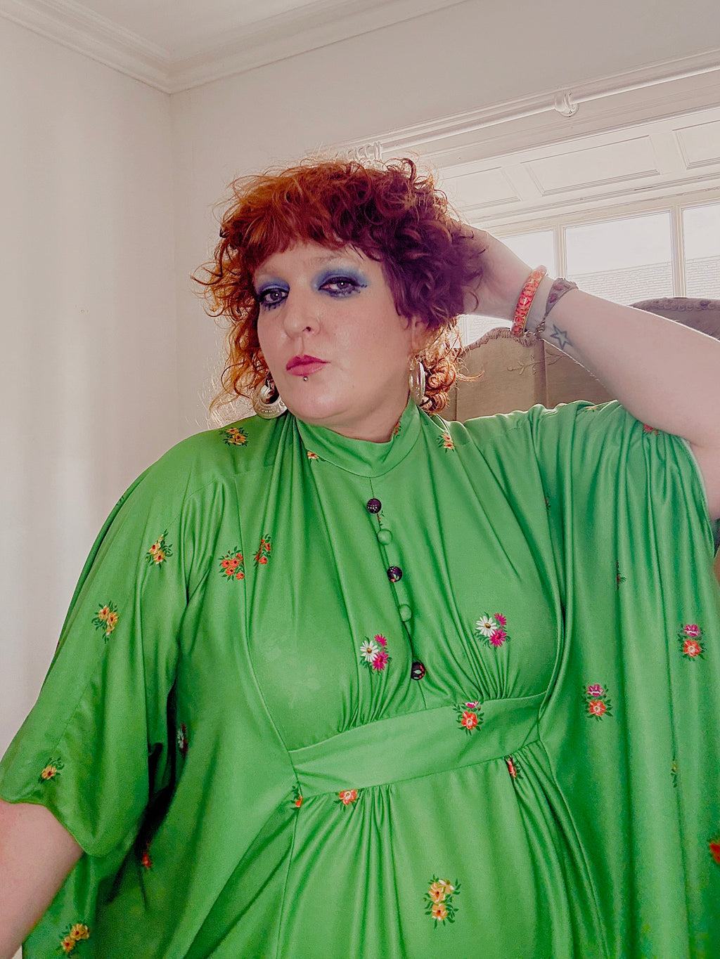 70s Green & Floral Kaftan
