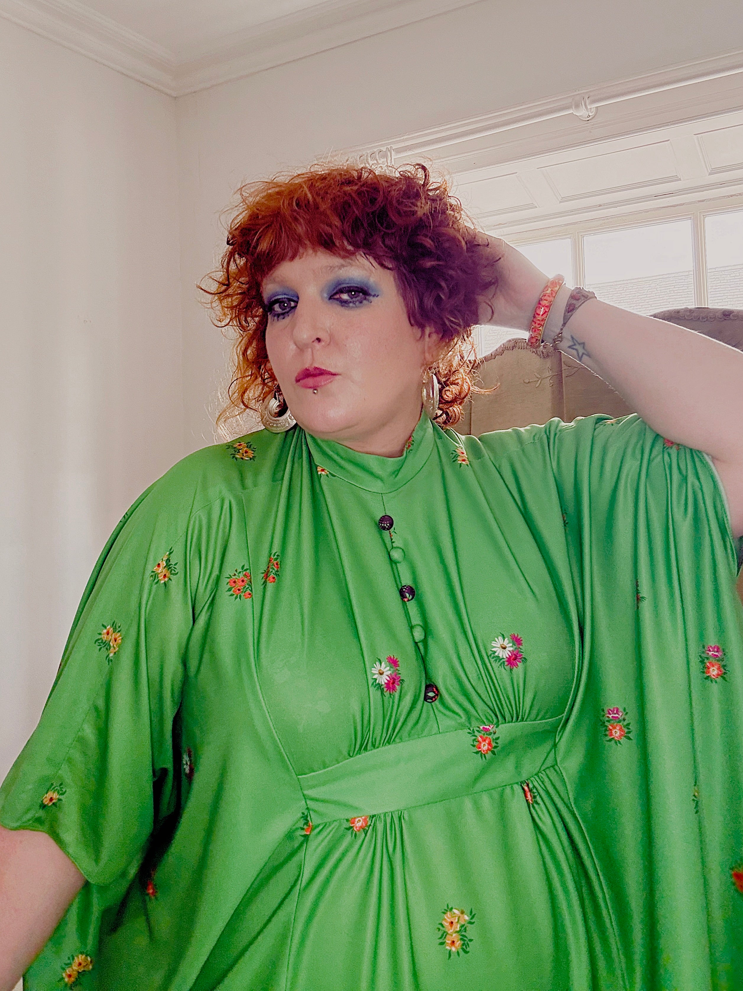 70s Green & Floral Kaftan