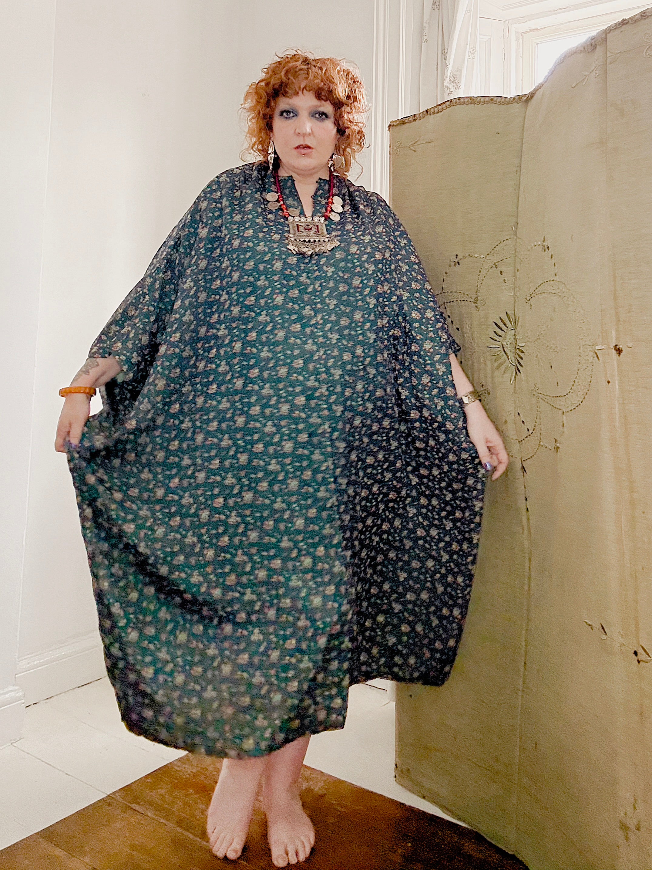 Vintage Handmade Ditsy Floral Kaftan