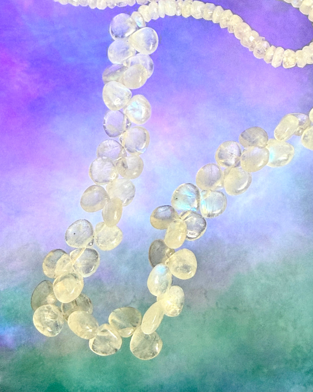 Natural Rainbow Moonstone Briolette Necklace