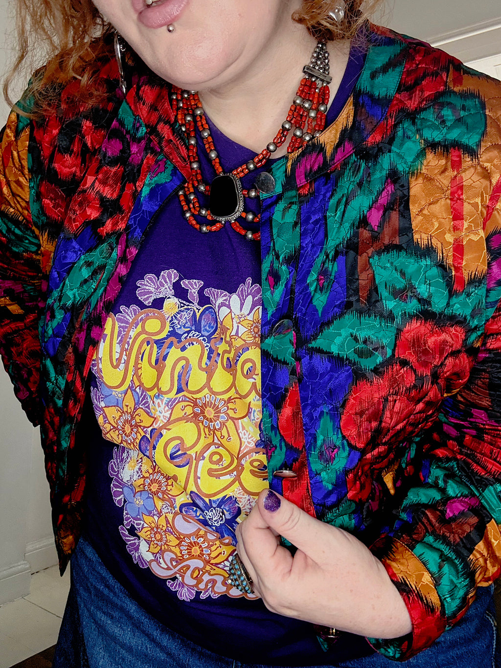 Epic 80’s Cropped Colourful Floral Jacket