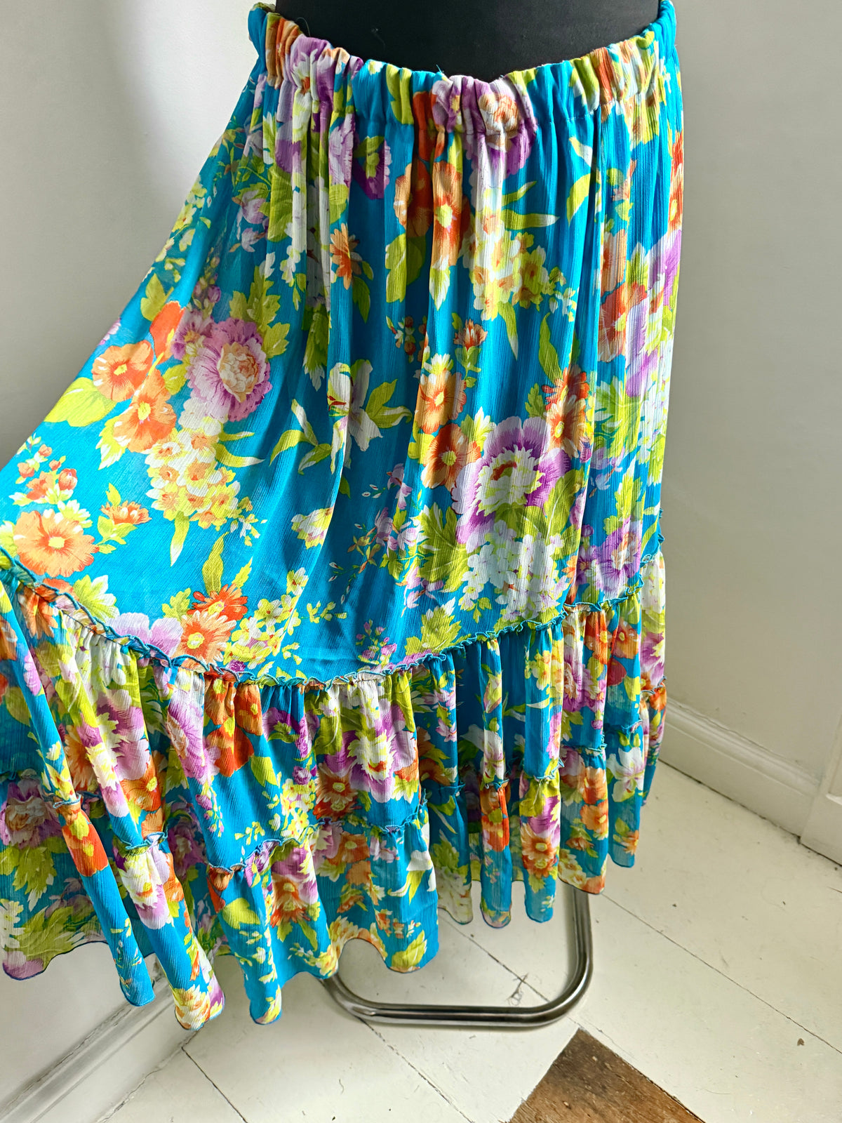 Vintage Floral Tiered Maxi Skirt