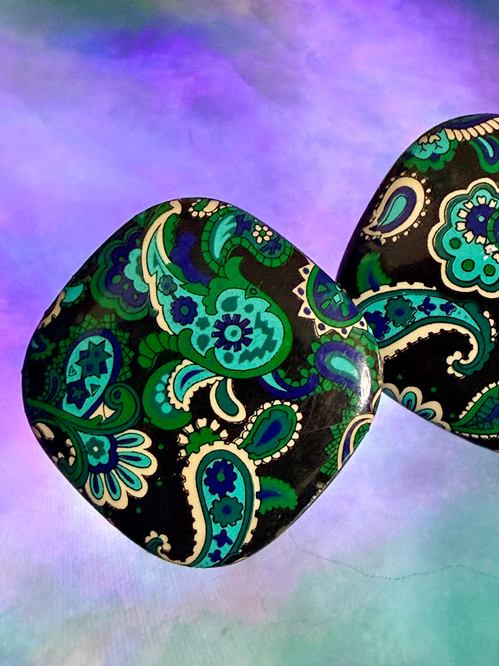 Vintage 1980s Retro Paisley Statement Earrings