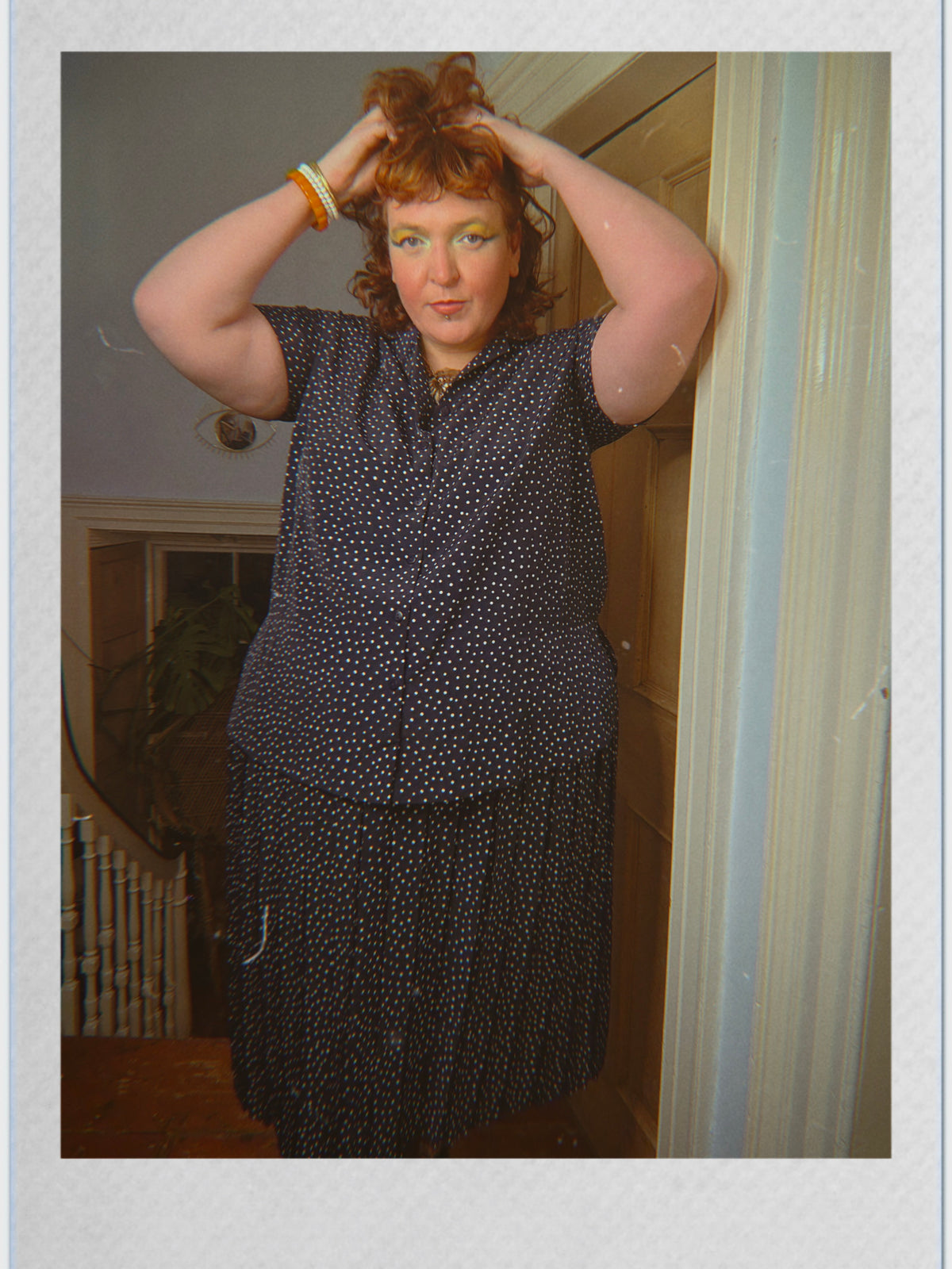 Vintage Navy Polka Dot Two Piece