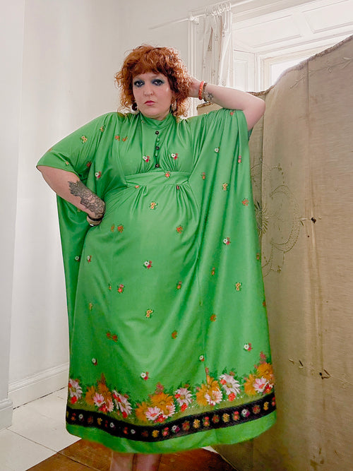 70s Green & Floral Kaftan