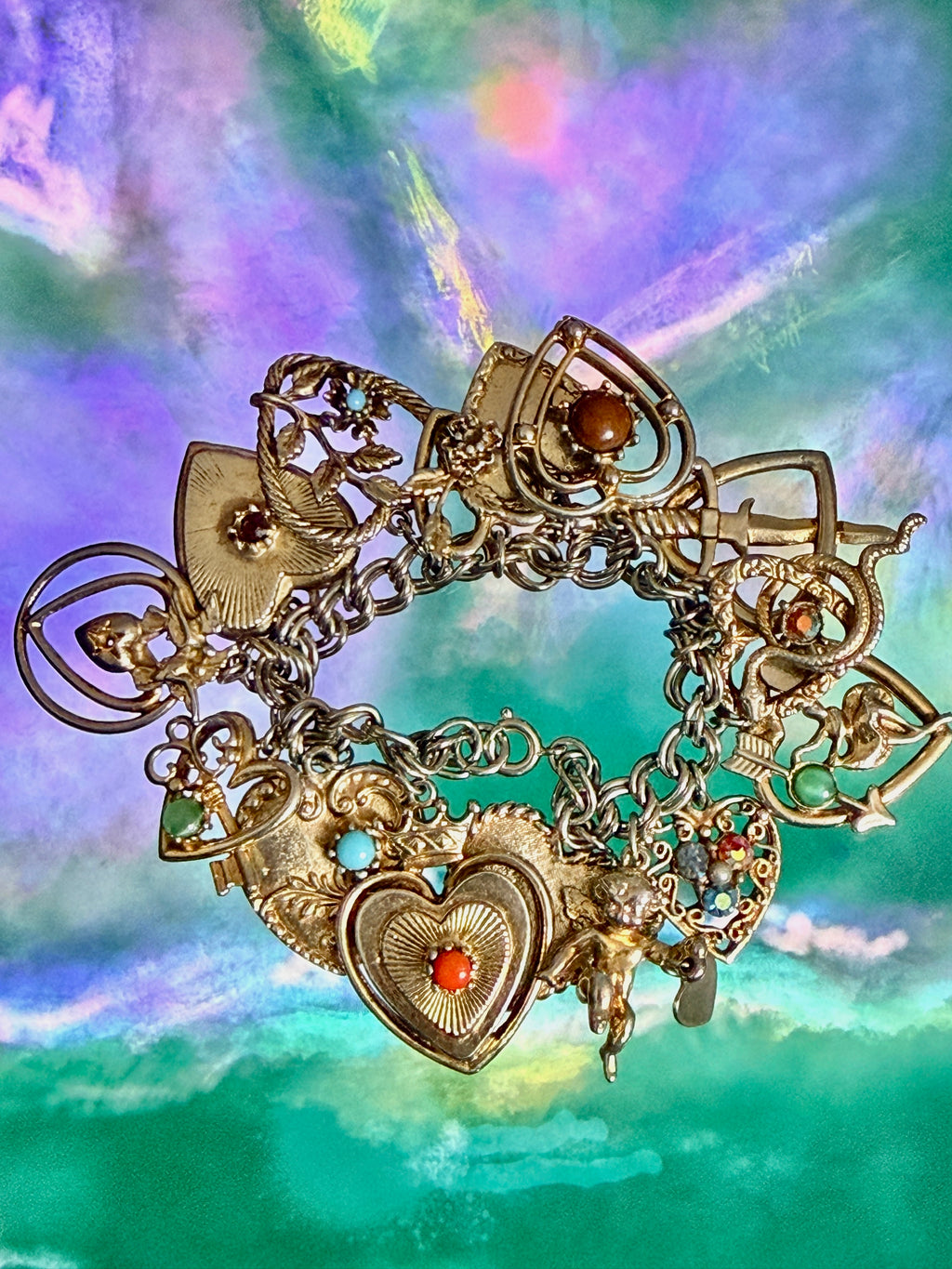 Vintage mid-century sweetheart charm bracelet