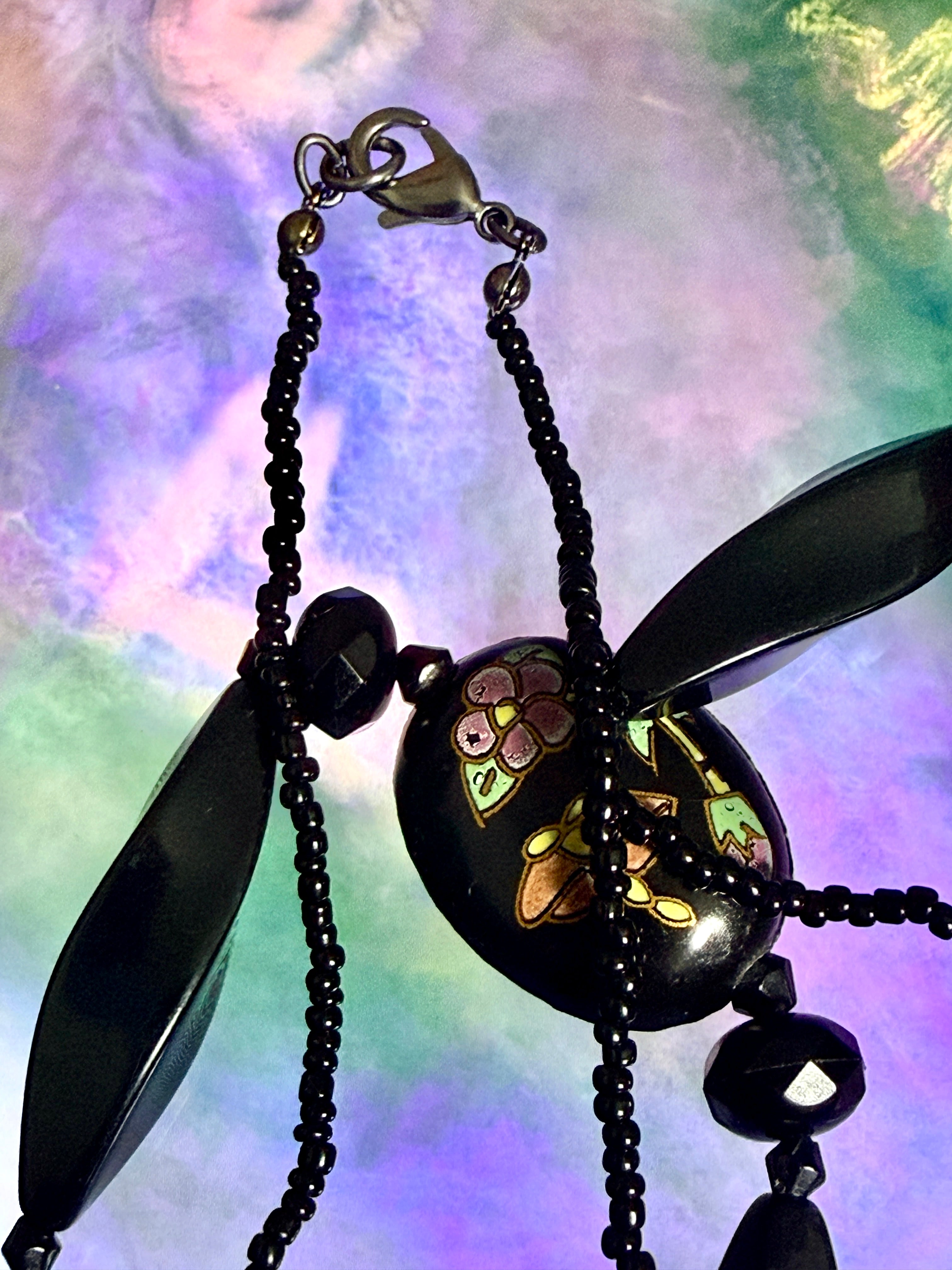 Long Acrylic Bead Floral Necklace