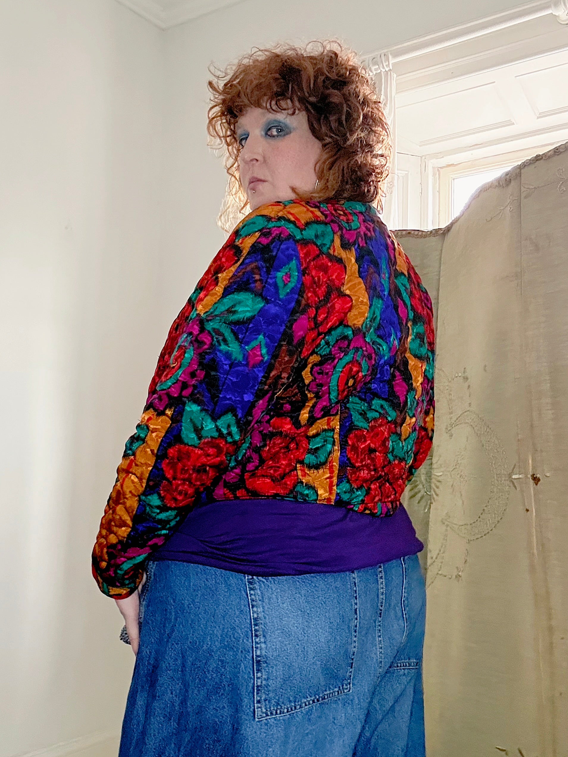 Epic 80’s Cropped Colourful Floral Jacket