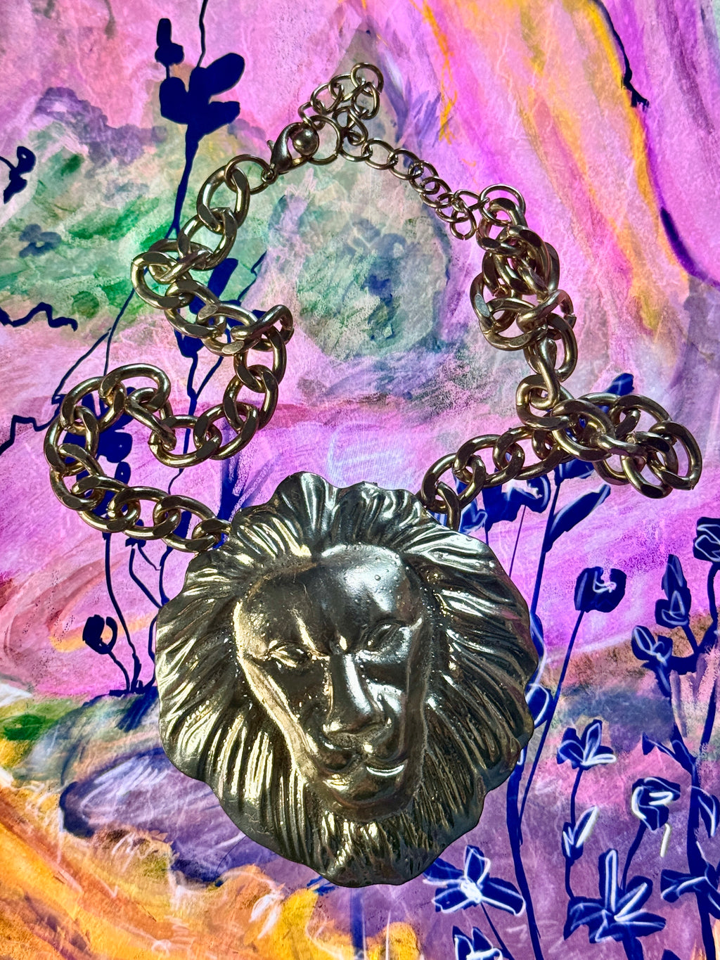 Vintage 1980s/90s Chunky Lion Head Statement Necklace