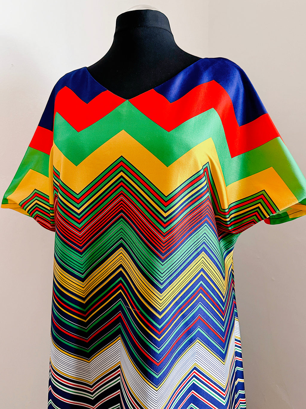 Vintage Colourful Chevron Dress