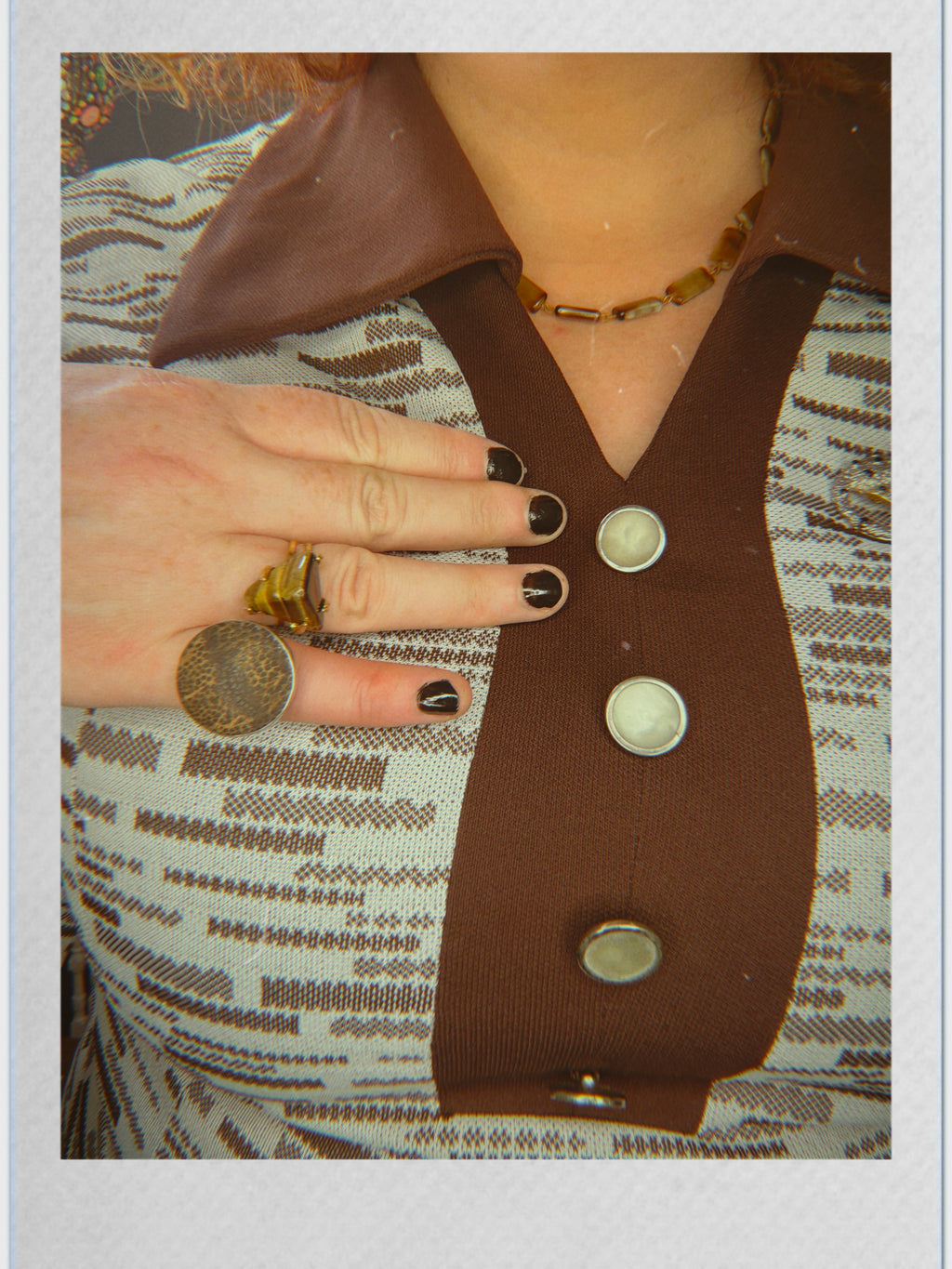 Vintage Sterling Silver & Exotic Leopardwood Statement Ring -Uk Size K (7.92g)