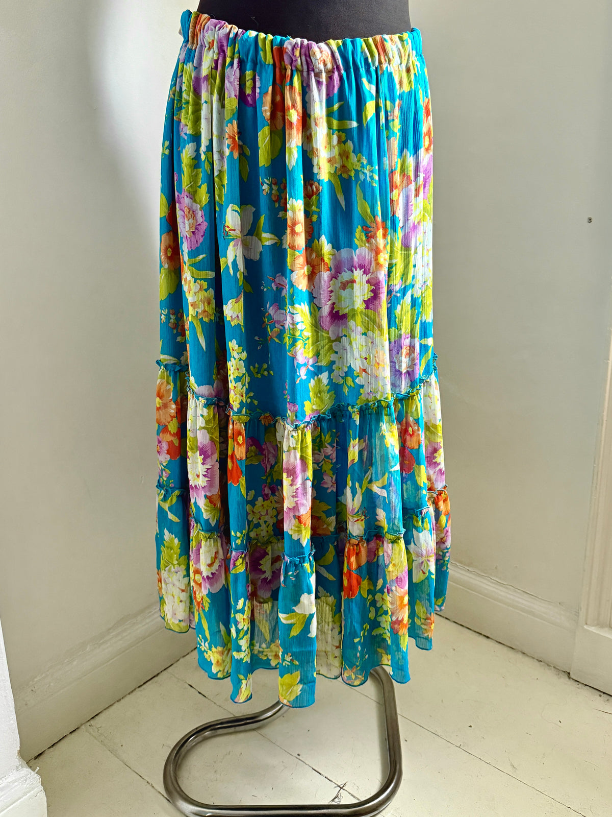 Vintage Floral Tiered Maxi Skirt