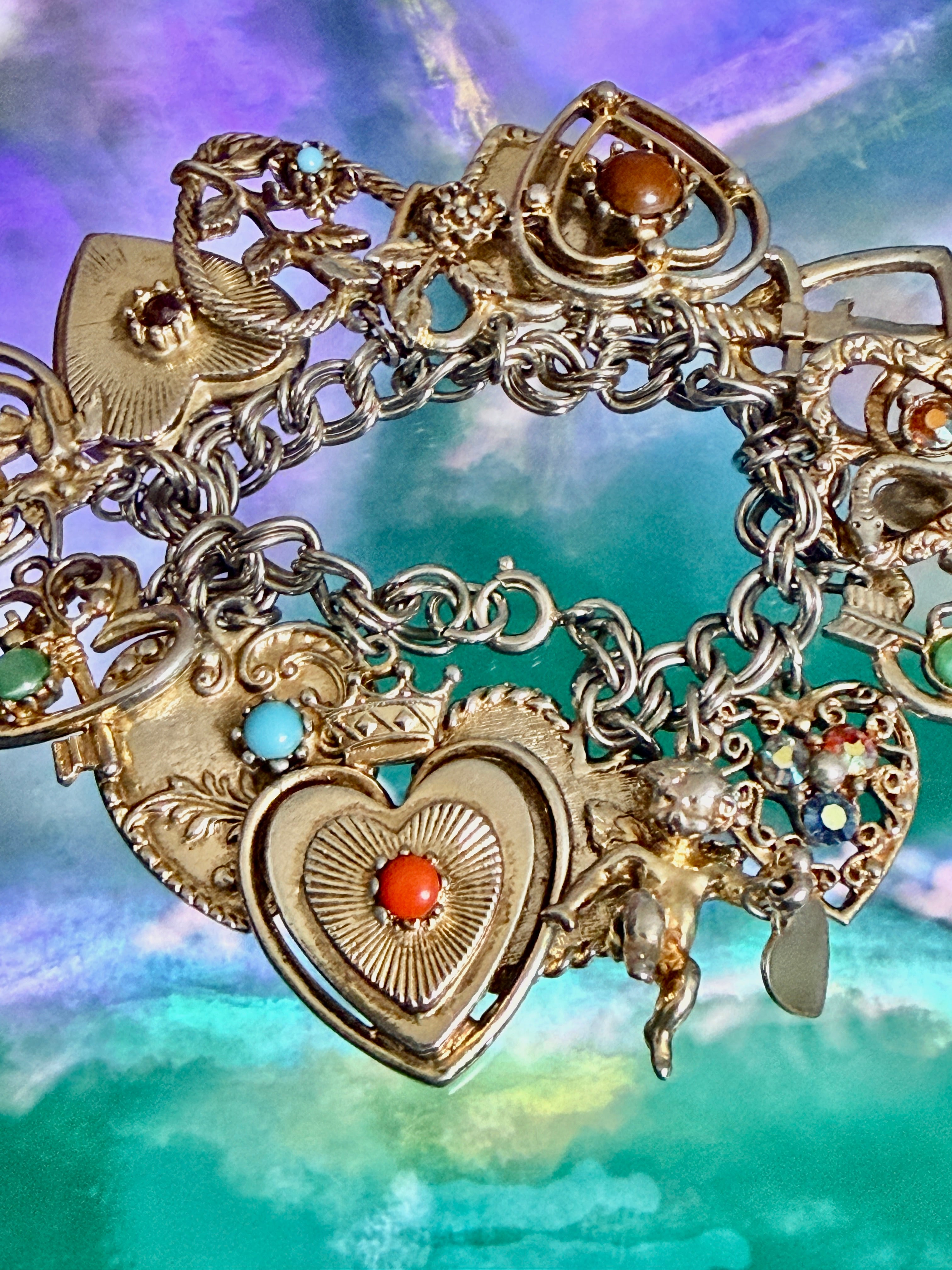 Vintage mid-century sweetheart charm bracelet