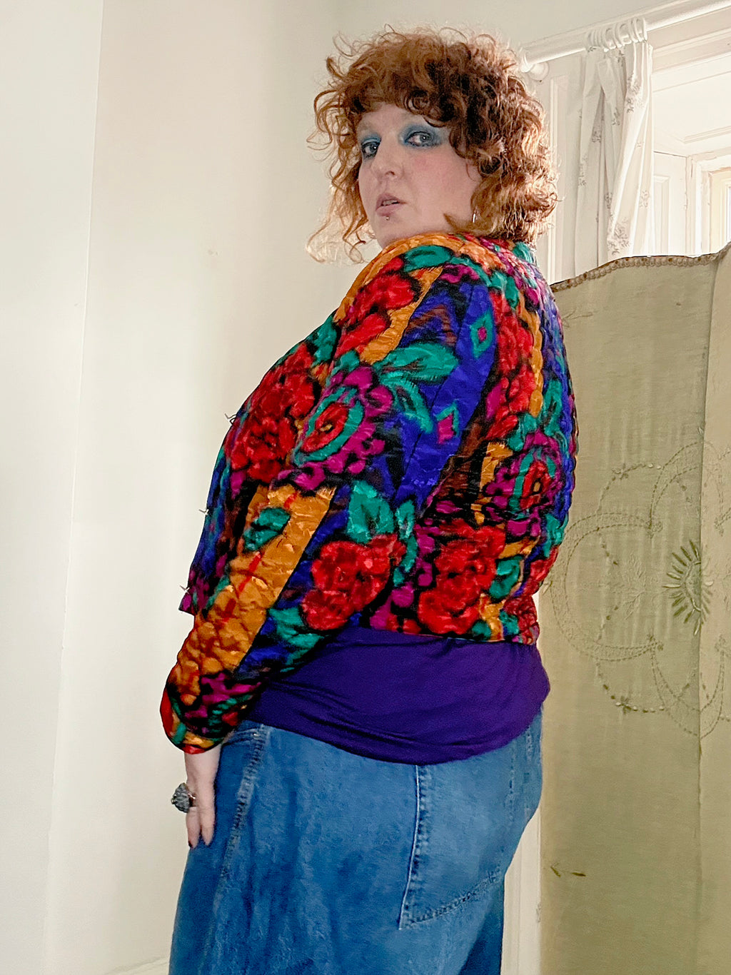 Epic 80’s Cropped Colourful Floral Jacket