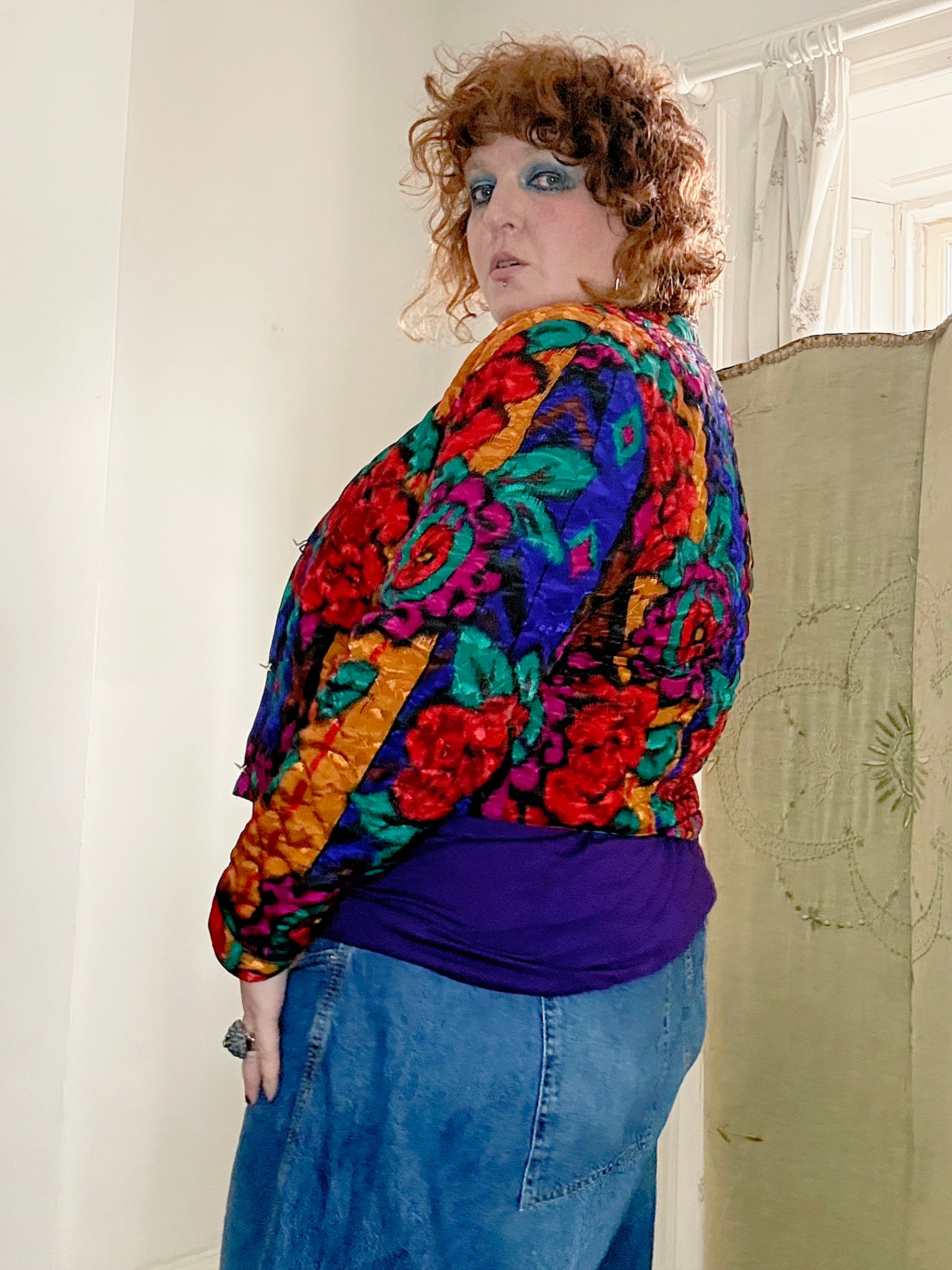 Epic 80’s Cropped Colourful Floral Jacket