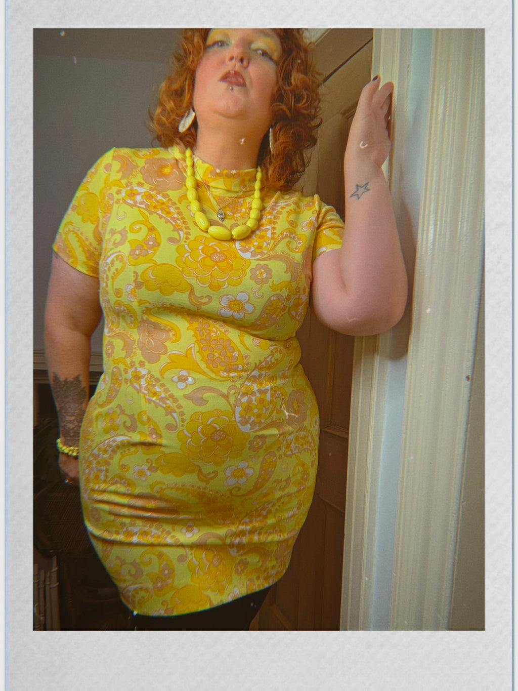 Vintage Mellow Yellow Paisley Shift Dress