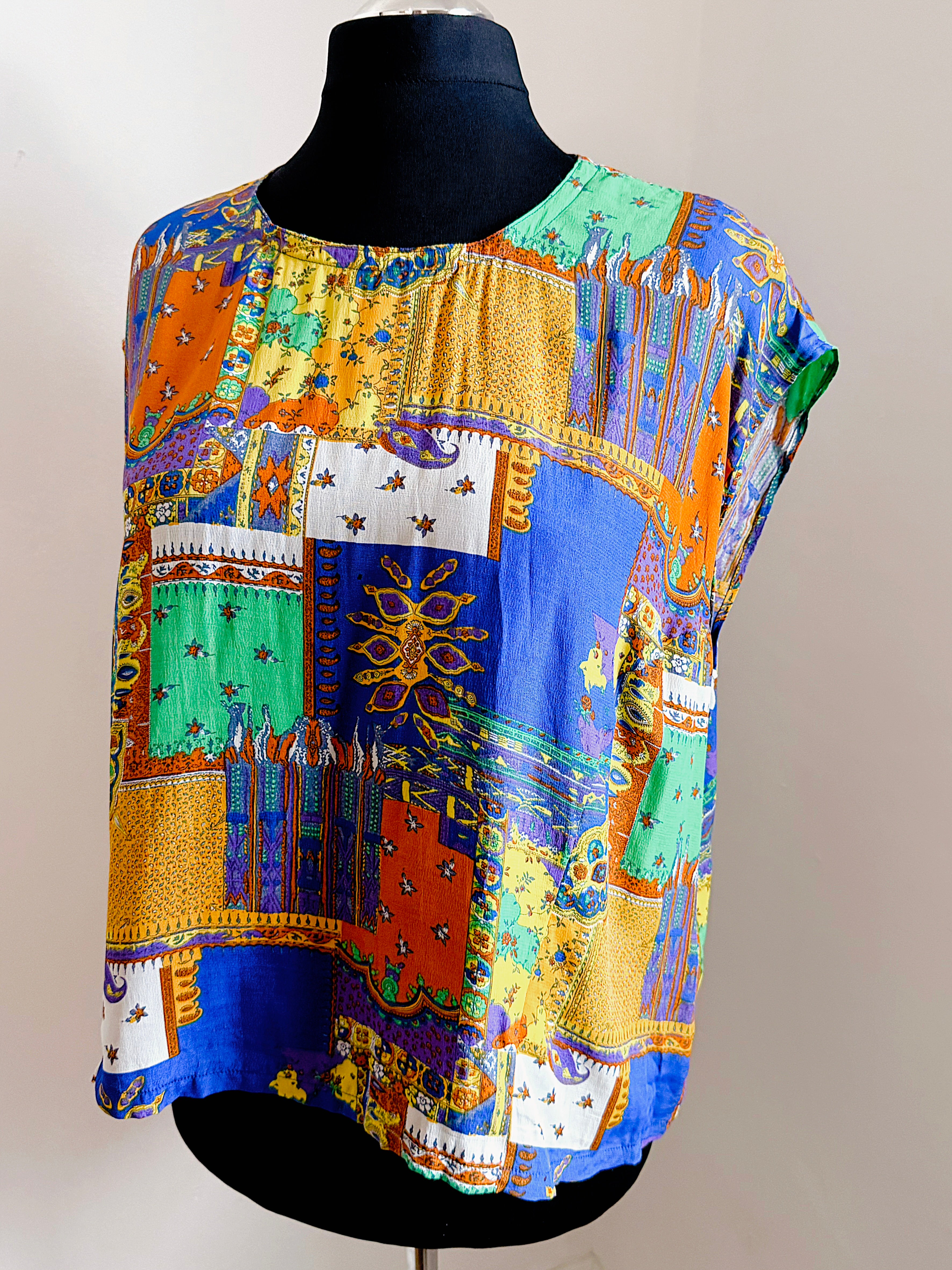 Vintage patchwork ornate print top.