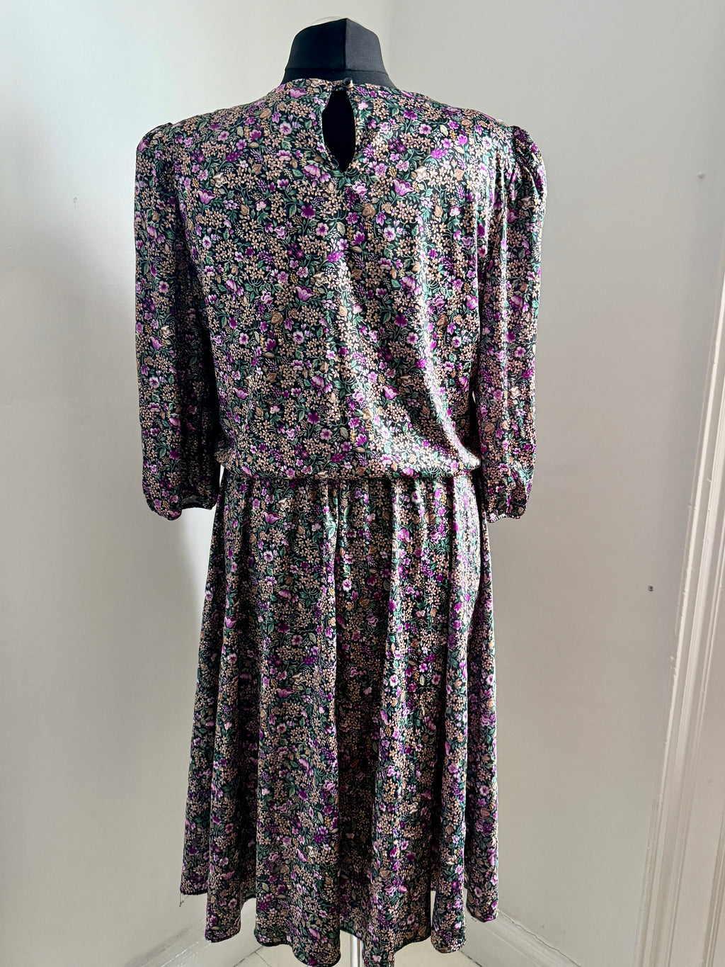 80s Ditsy Floral Lace Bib Dress