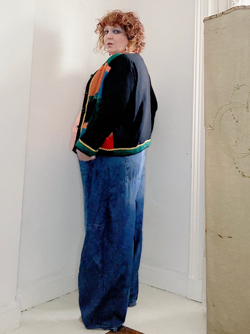 90s Colourblock Patch Stitch Jacket