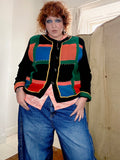 90s Colourblock Patch Stitch Jacket