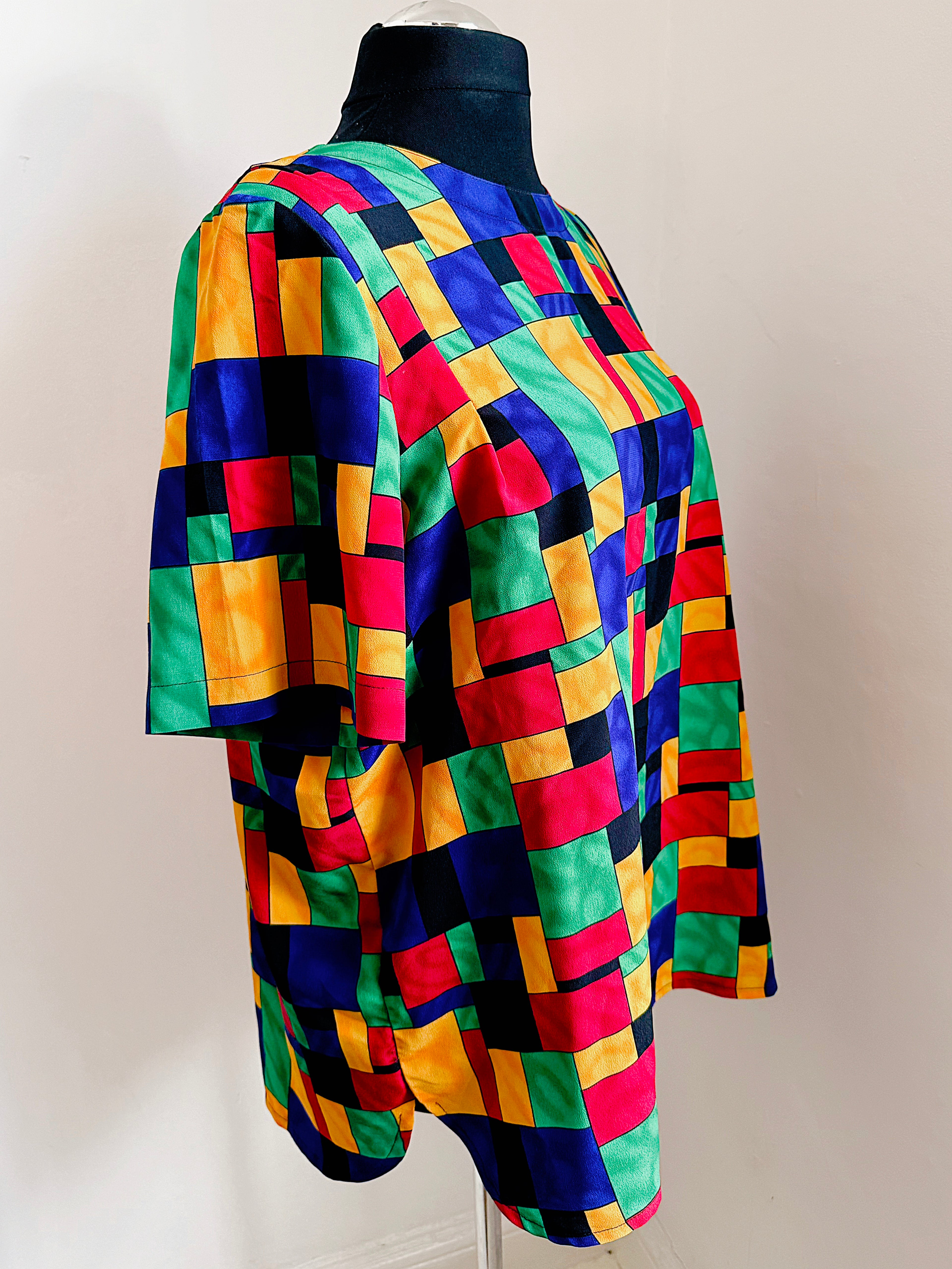 80s vintage colour block top