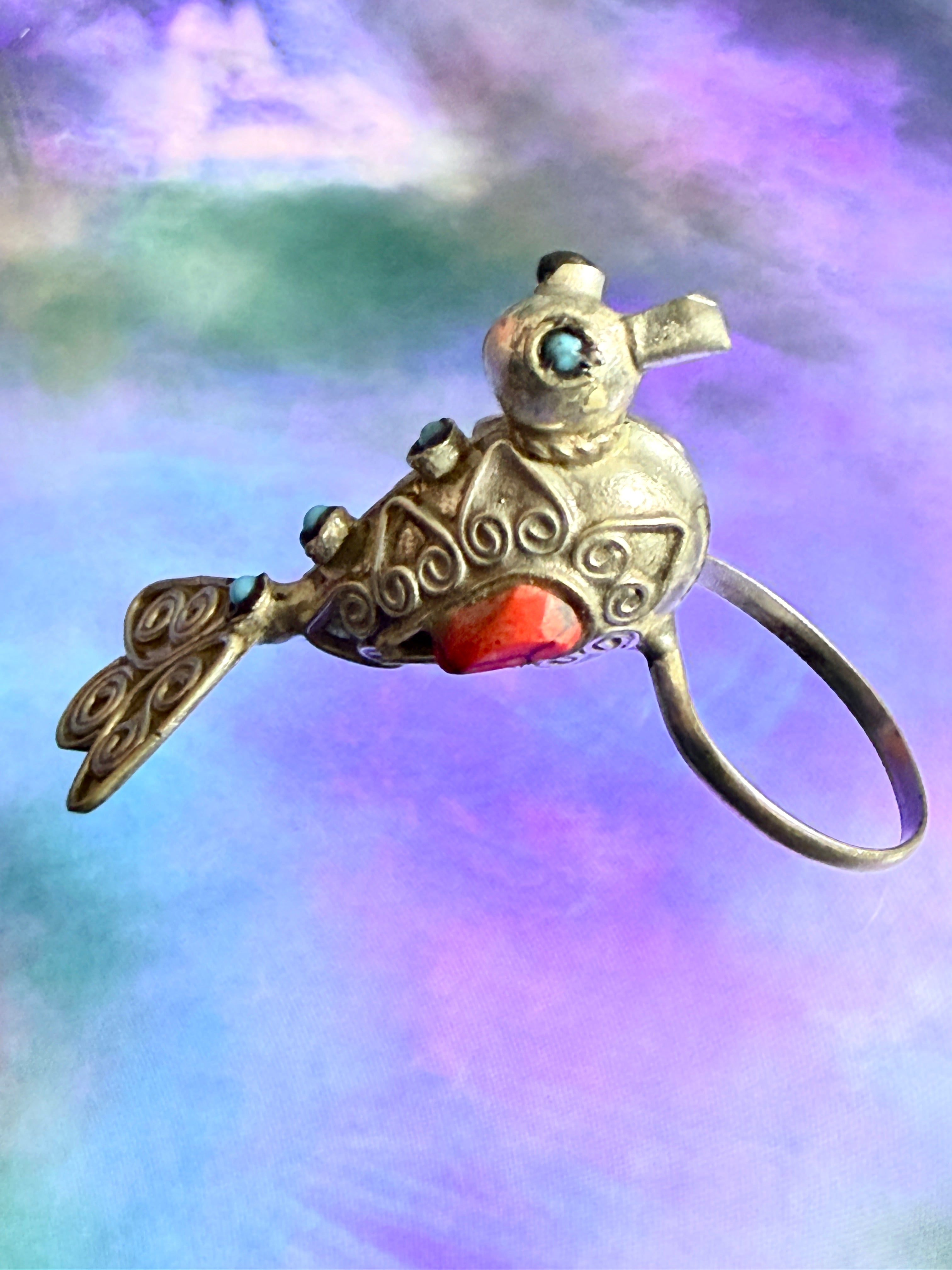 Vintage Kuchi Tribal Bird Statement Ring