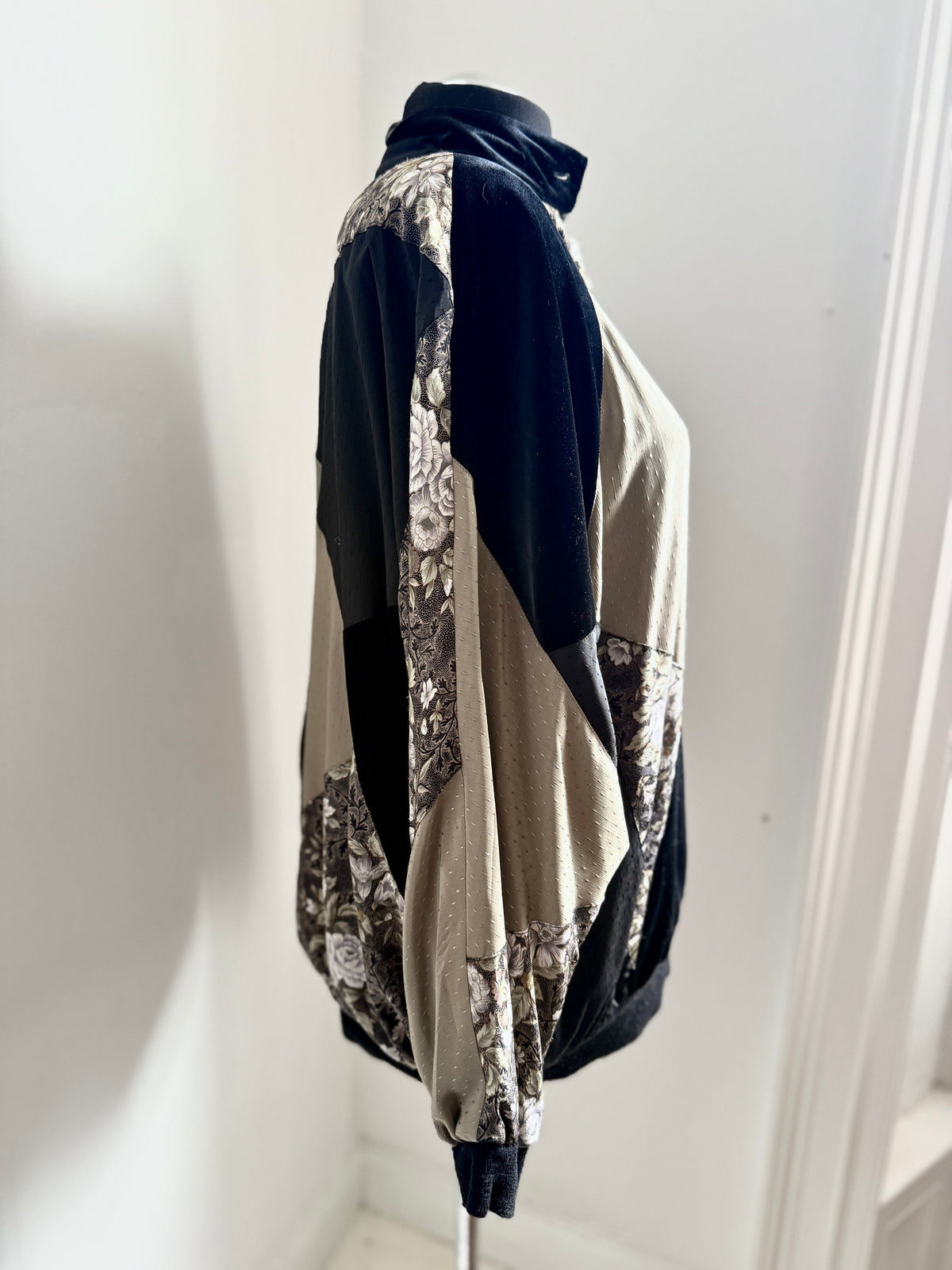 80s Batwing Jacket/Pullover Patchwork Satin & Velvet
