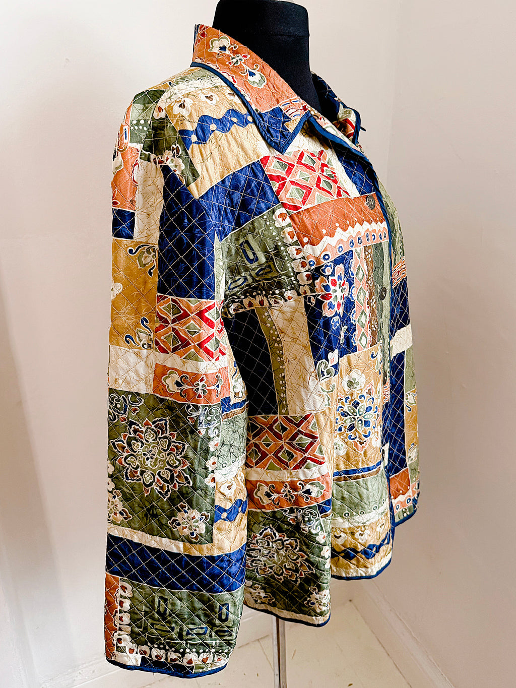 Vintage Silk Patchwork Print Jacket.