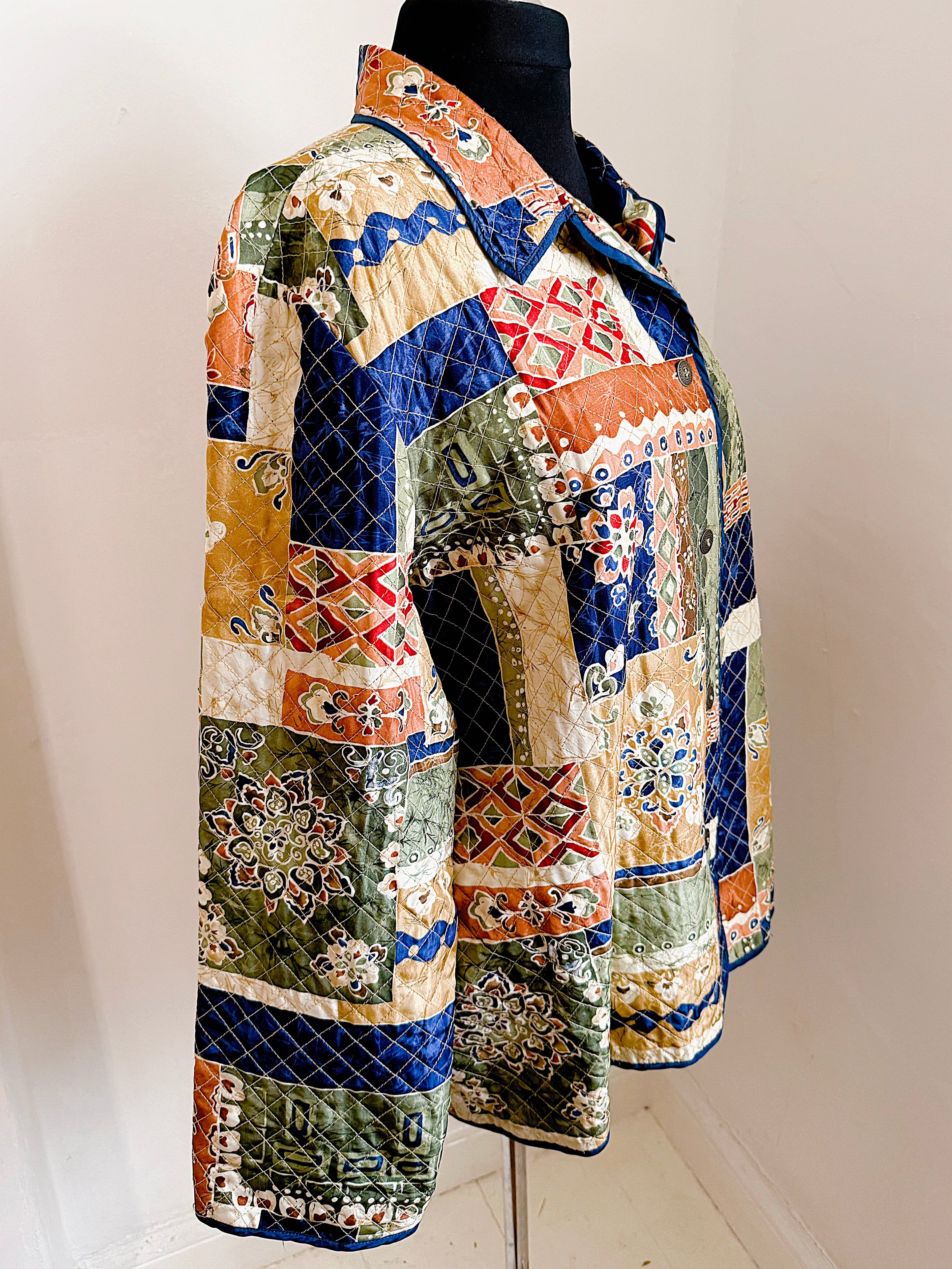 Vintage Silk Patchwork Print Jacket.