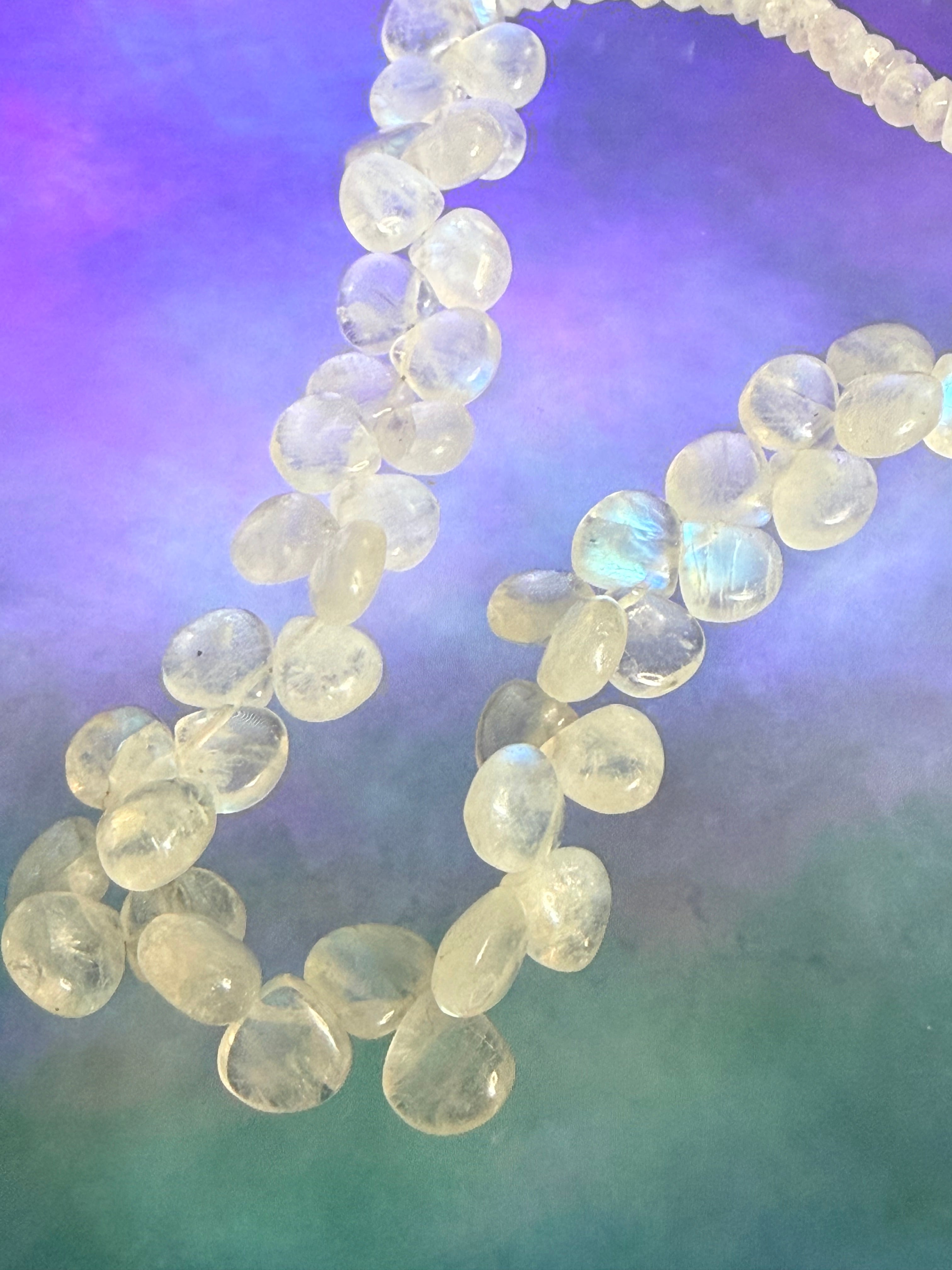 Natural Rainbow Moonstone Briolette Necklace