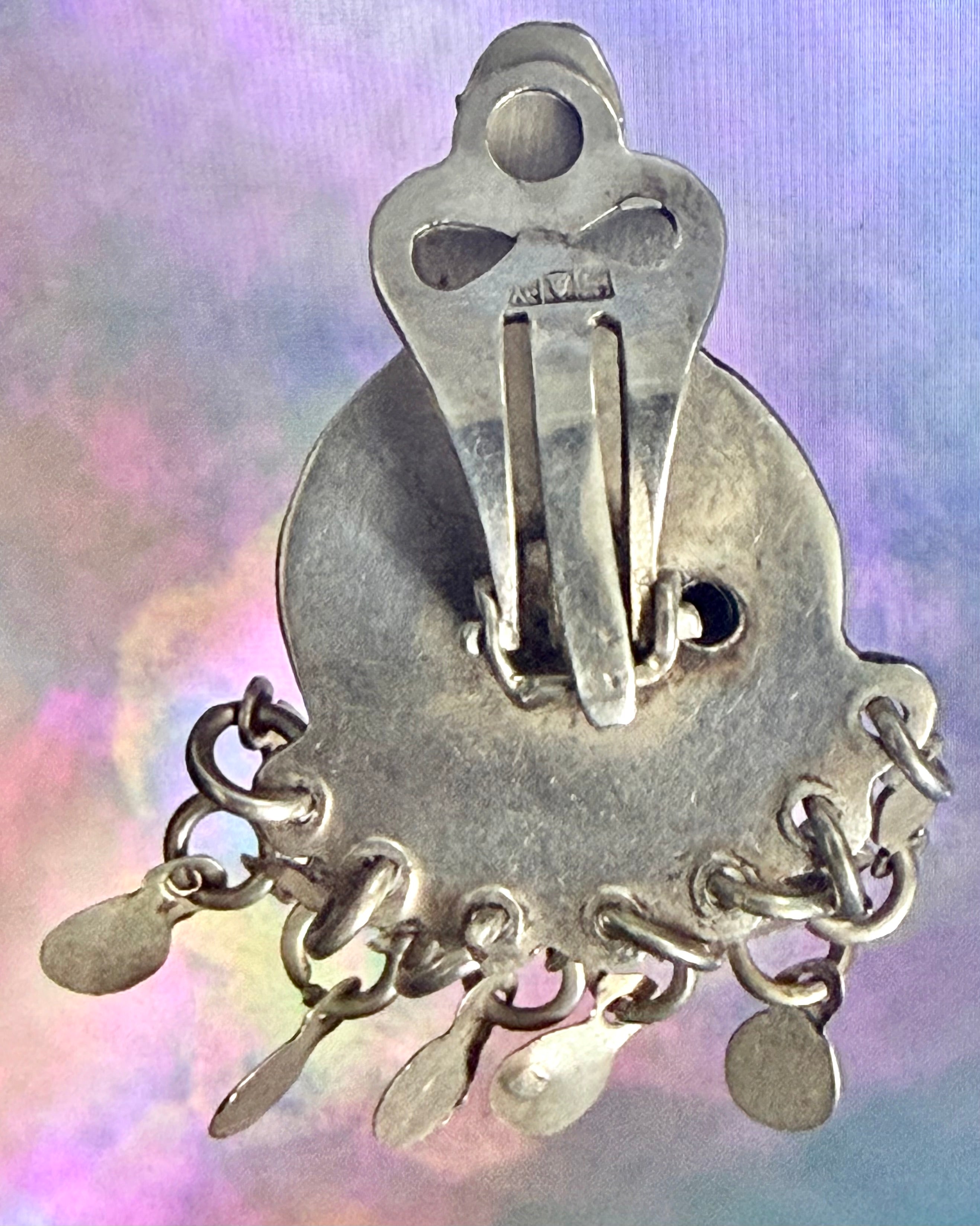 Vintage Egyptian Bedouin Tribal Silver Dangle Earrings – Cairo, c. 1951-1952 (.800 Silver)