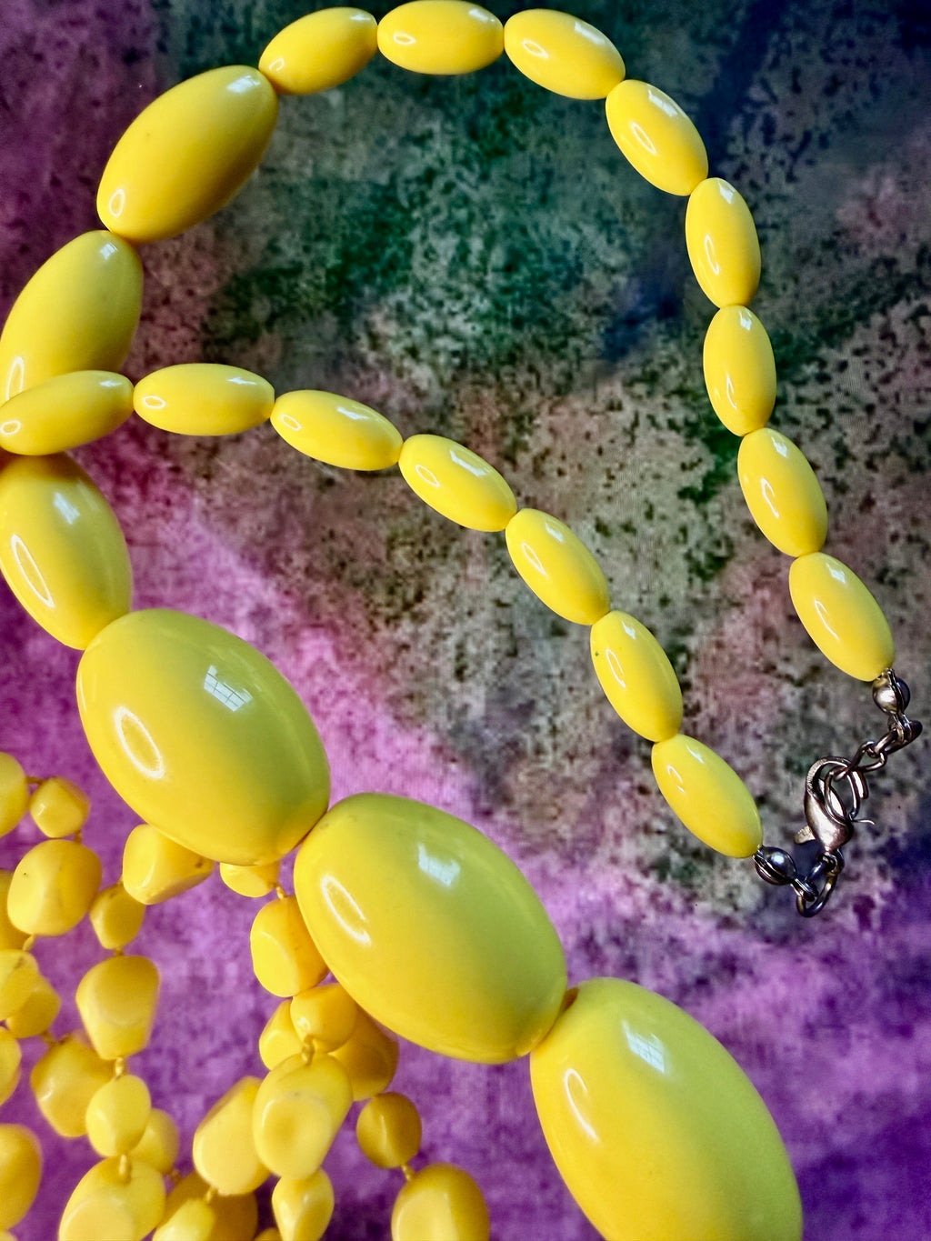 Vintage mid century yellow acrylic beads x2