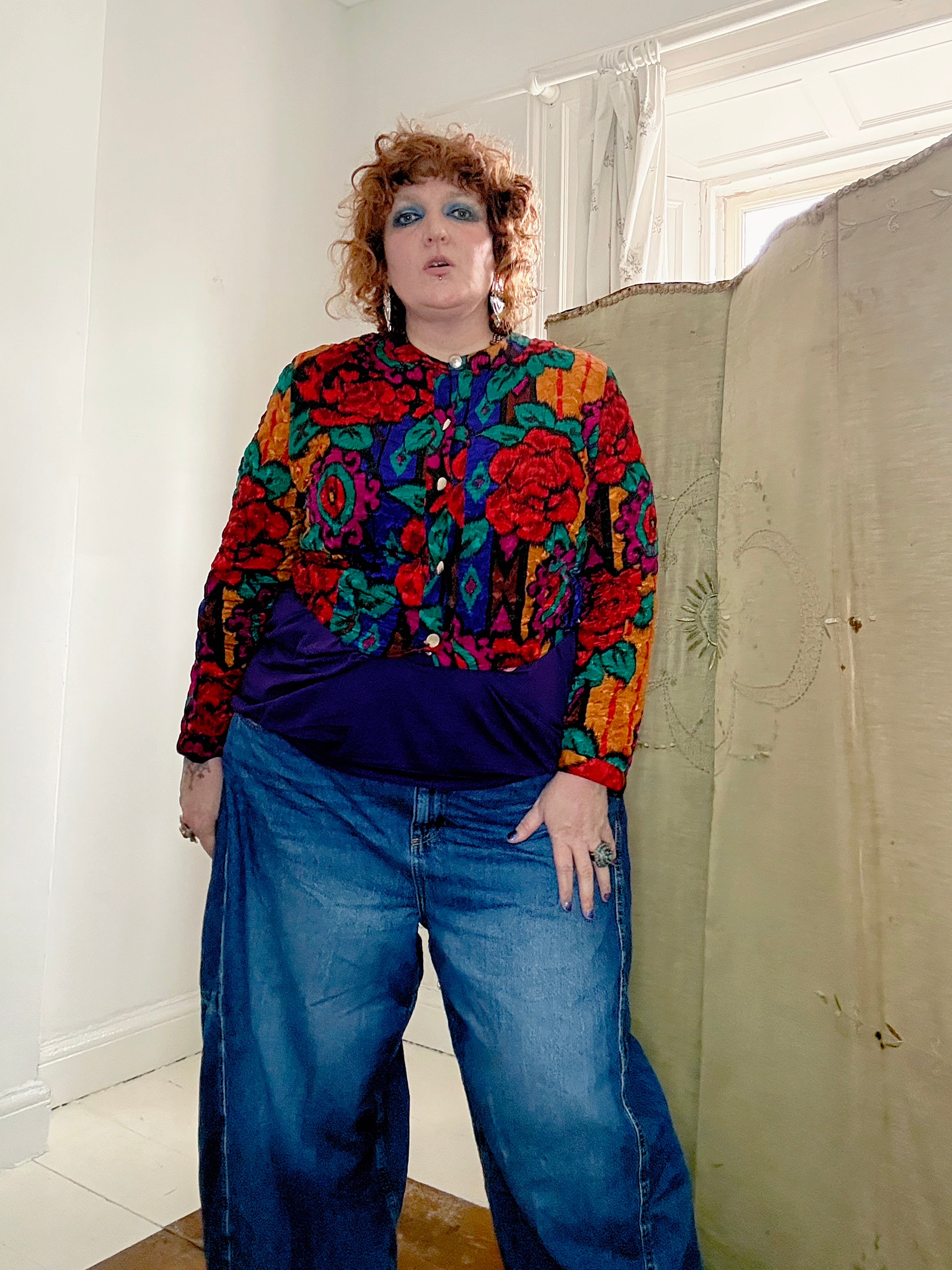 Epic 80’s Cropped Colourful Floral Jacket