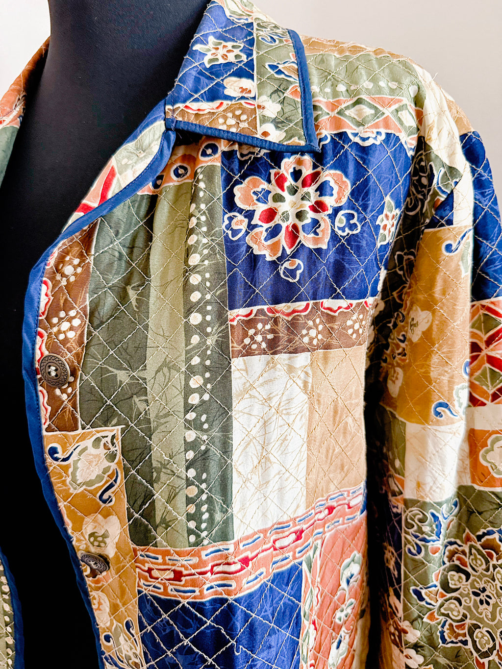 Vintage Silk Patchwork Print Jacket.