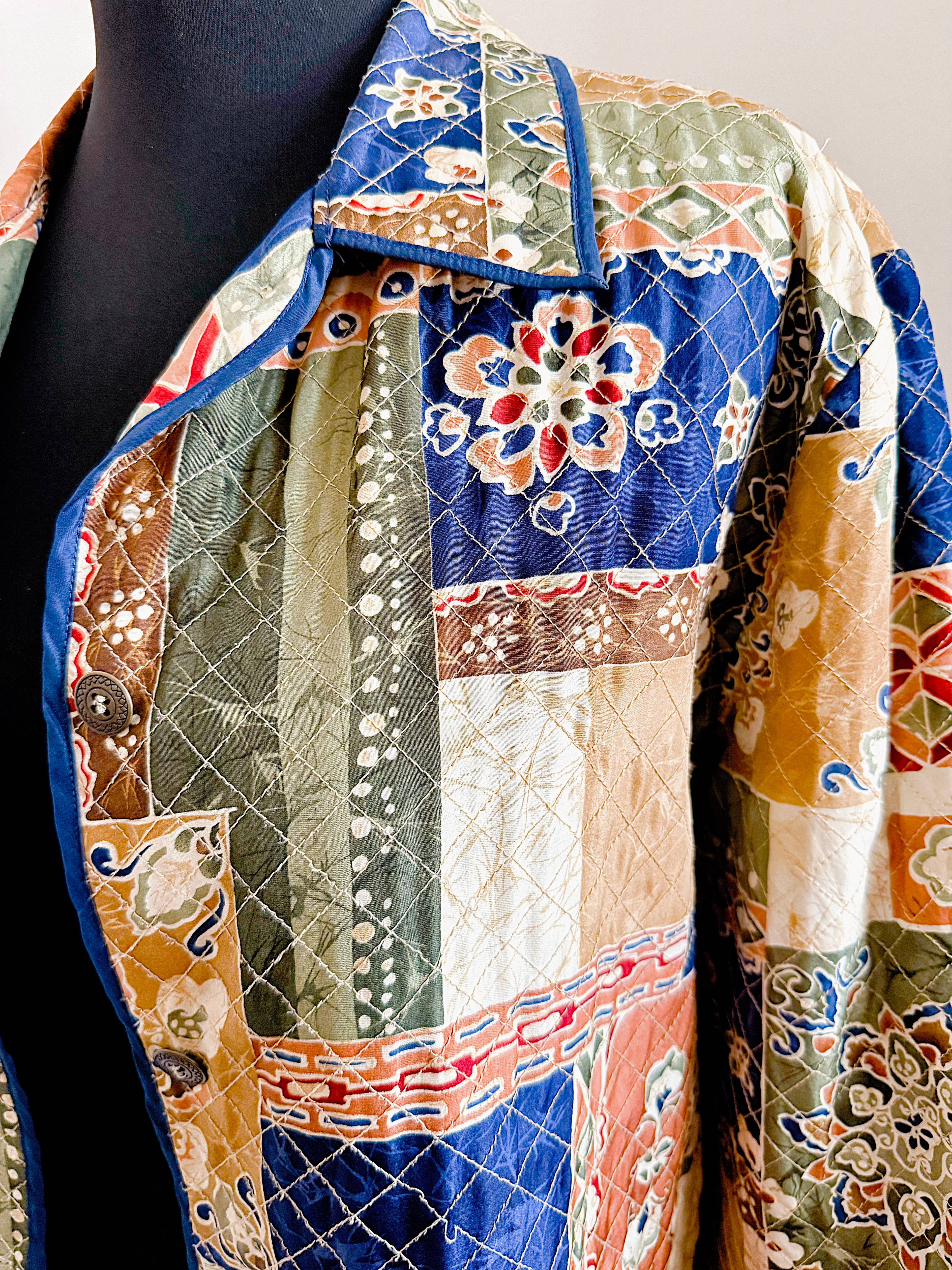Vintage Silk Patchwork Print Jacket.