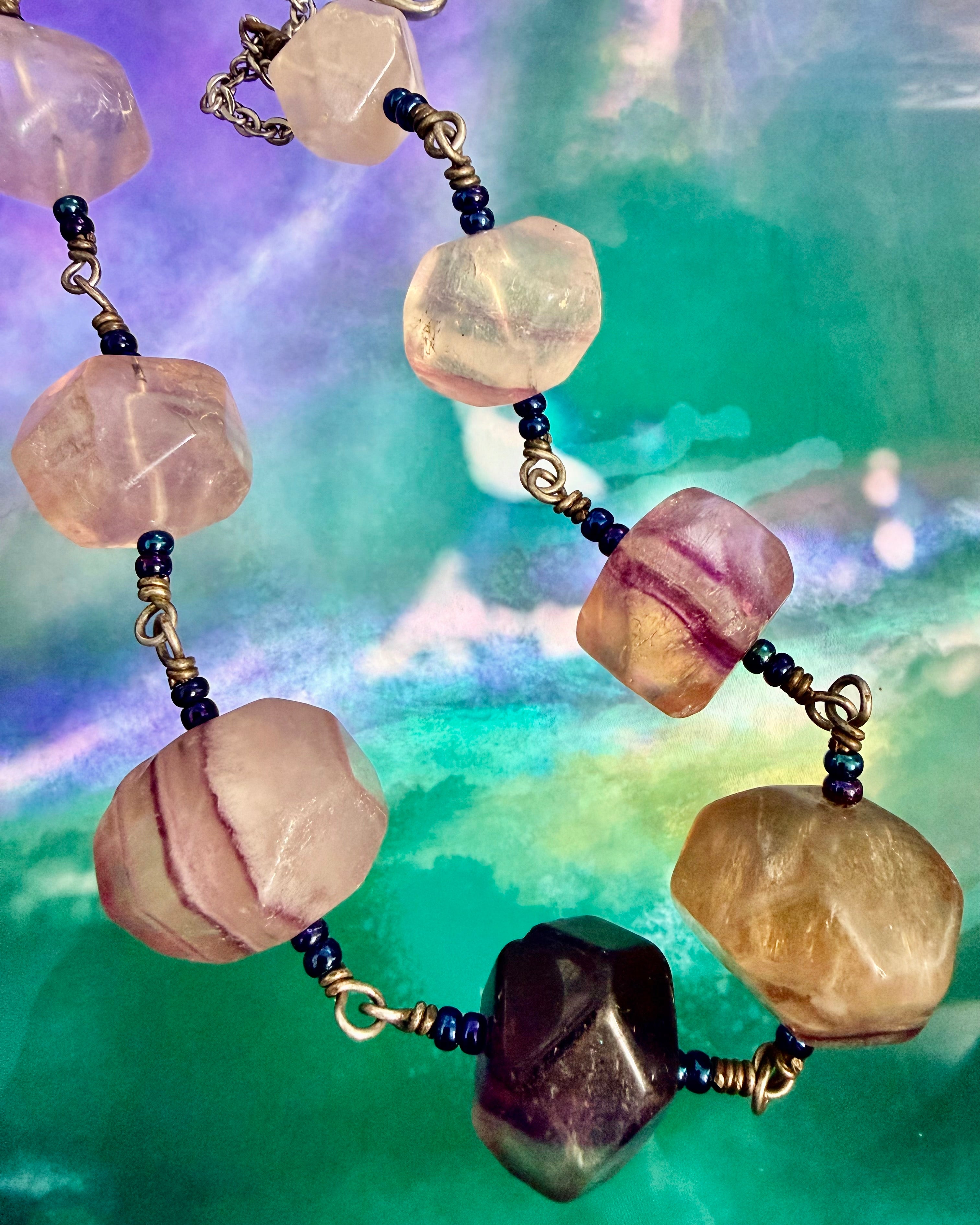 Chunky vintage gemstone necklace.