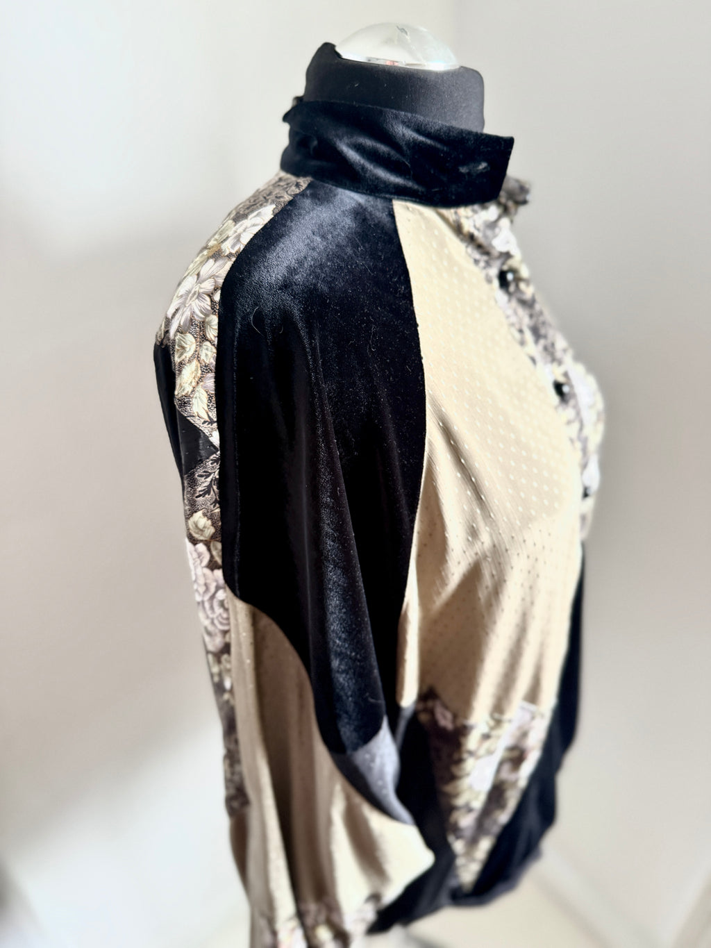 80s Batwing Jacket/Pullover Patchwork Satin & Velvet