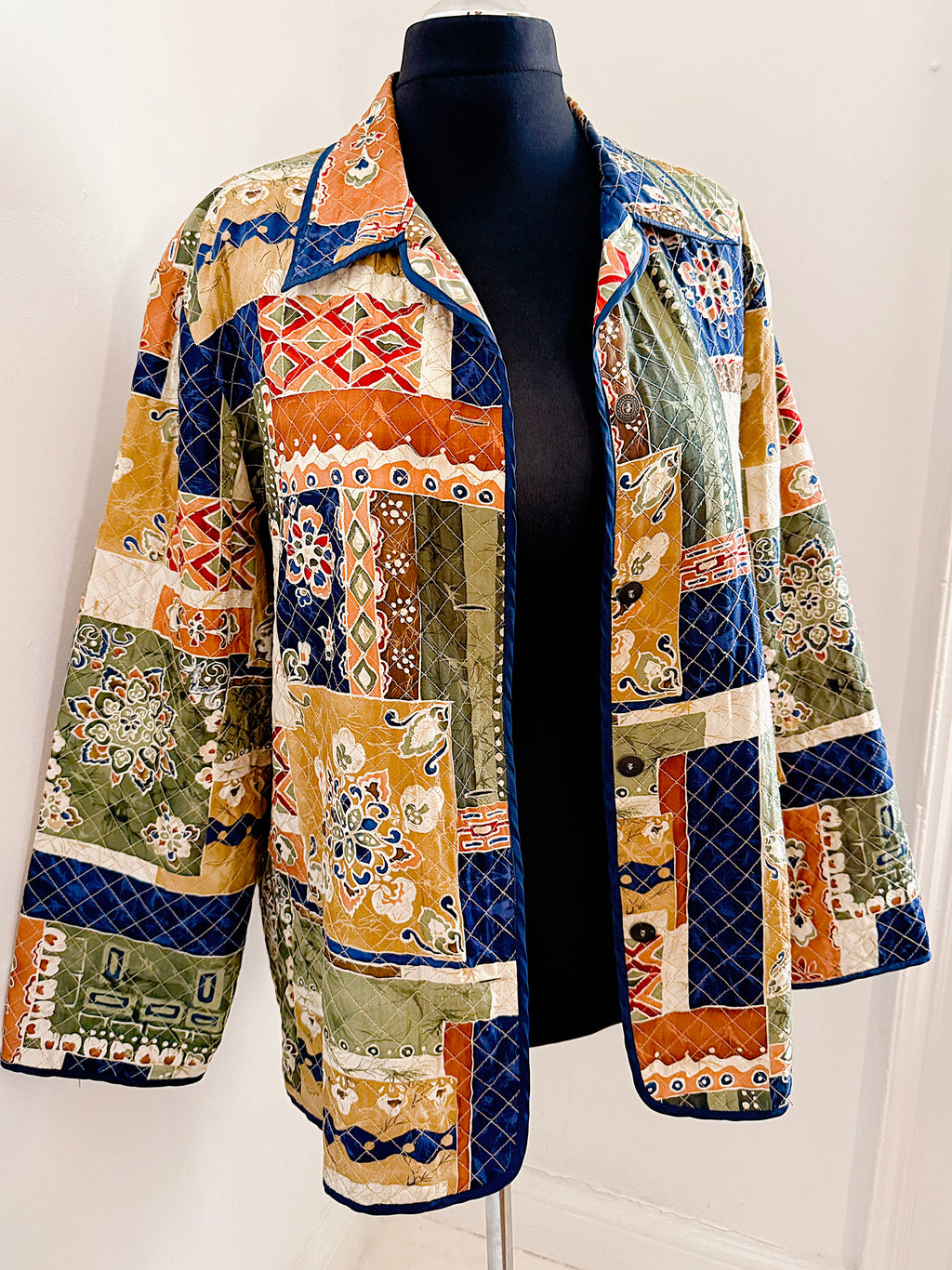 Vintage Silk Patchwork Print Jacket.
