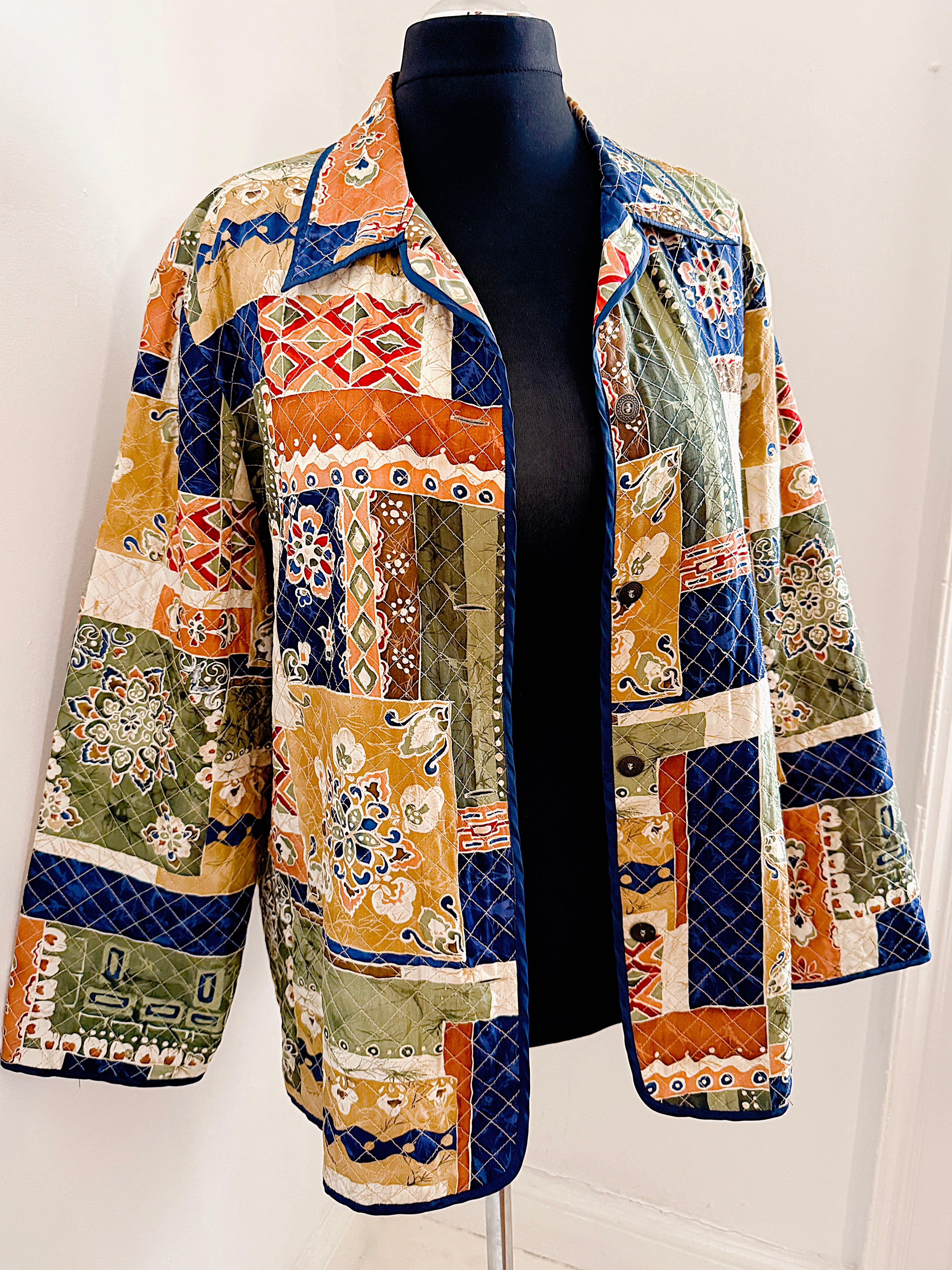 Vintage Silk Patchwork Print Jacket.