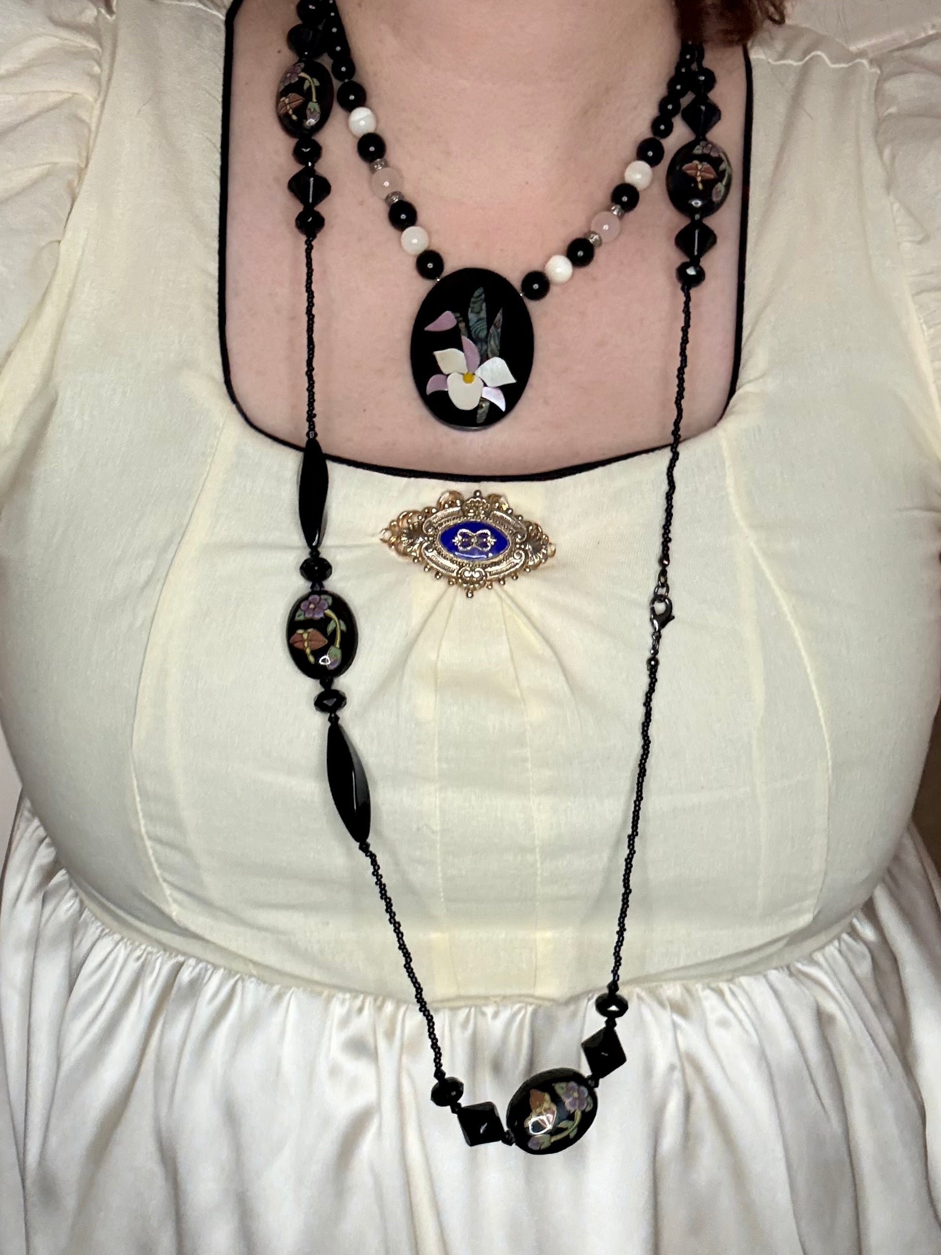 Long Acrylic Bead Floral Necklace